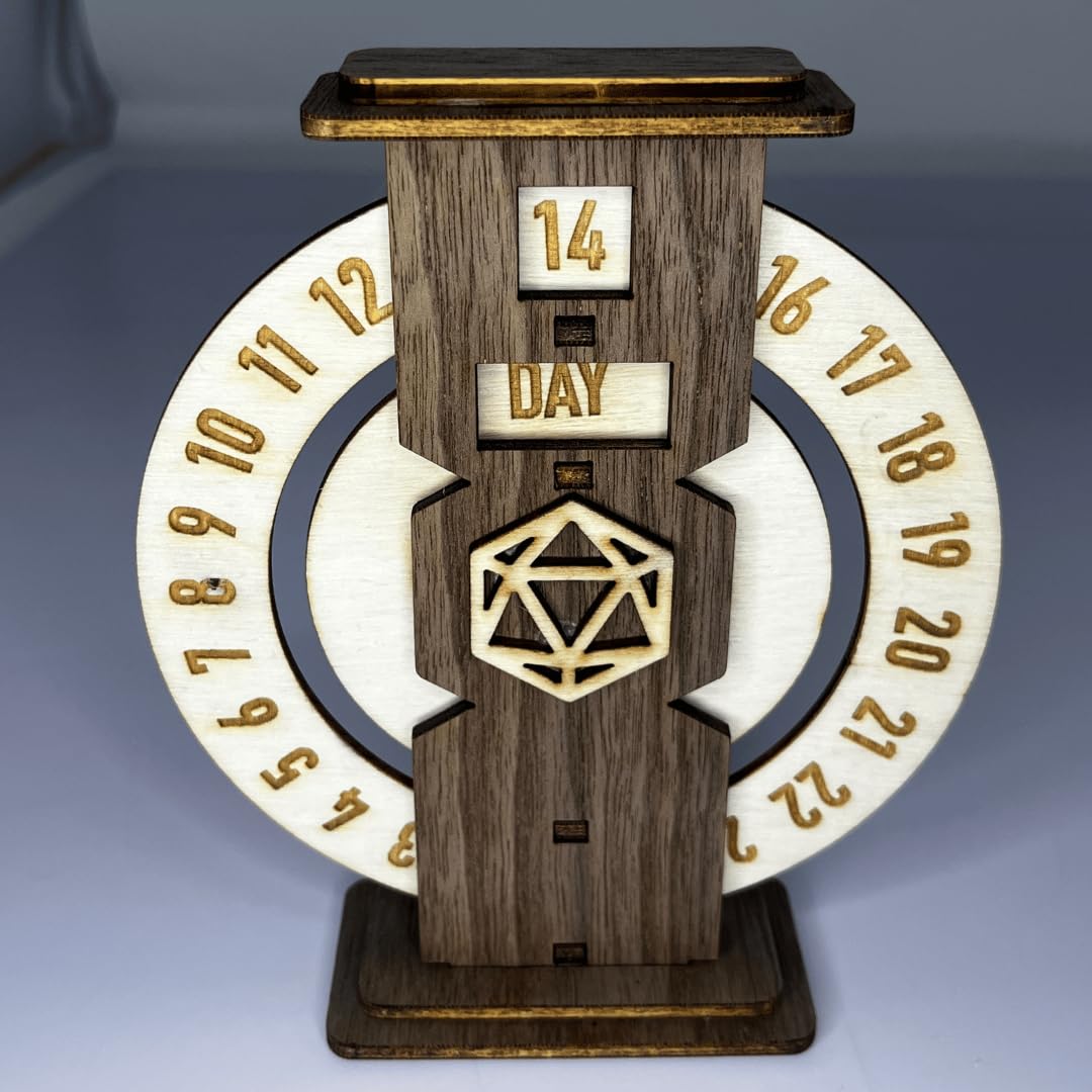 DND Dungeons & Dragons Time Tracker - Laser Cut Wooden RPG Game Timer with 20 Adjustable Tabs | Perfect for Tabletop RPG Sessions, Campaign Management & Board Games | Made in USA