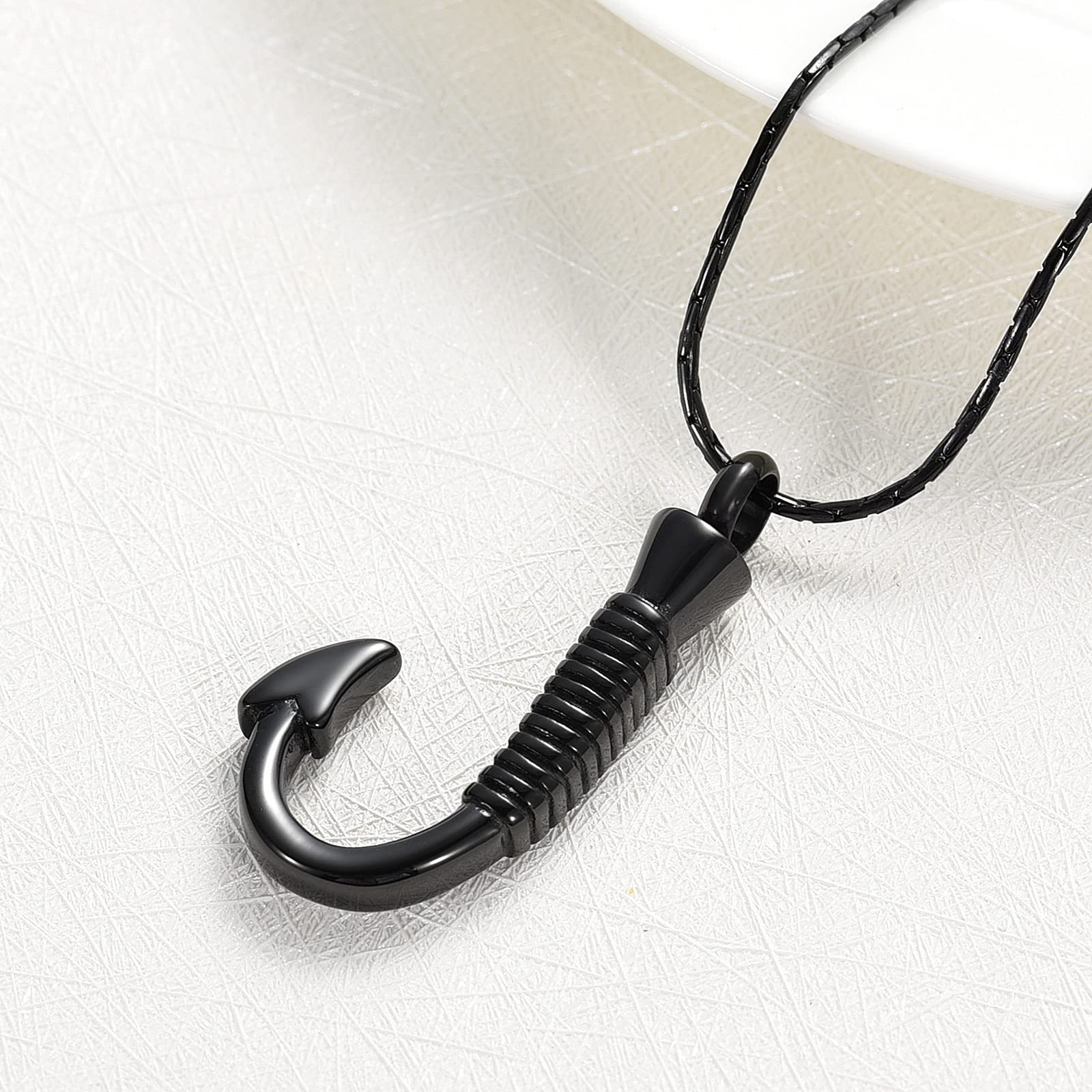 3 Pack Fish Hook Urn Necklace - Stainless Steel Memorial Pendant for Ashes - Cremation Jewelry for Women & Men - Perfect for Outdoor Memorials