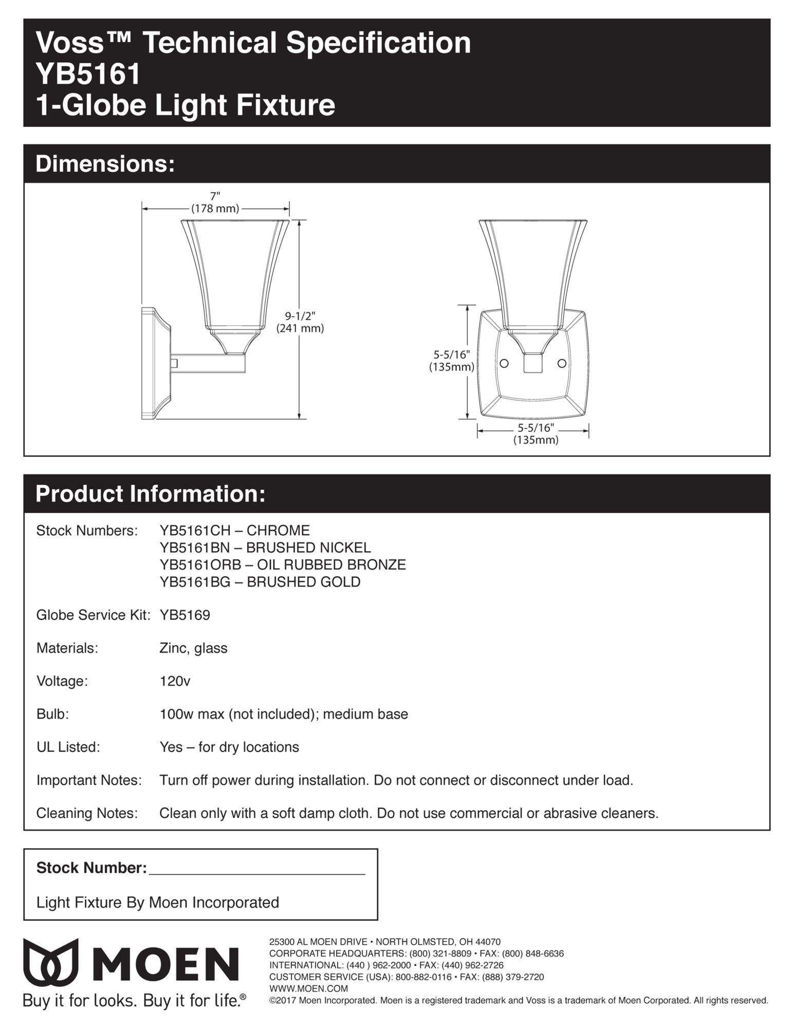 Moen YB5161NL Voss 1-Light Bathroom Vanity Light Fixture - Dual Mount, Frosted Glass Shade, Polished Nickel Finish - Perfect for Modern Bathrooms & Powder Rooms