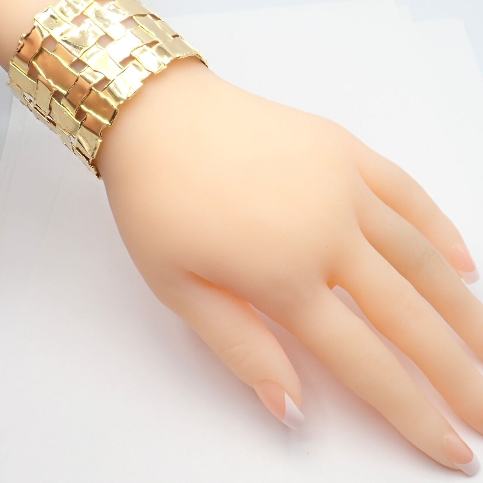 Authentic Vintage Tiffany & Co 18k Yellow Gold Basket Weave Wide Bracelet - Luxury Jewelry Gift for Women, Perfect for Weddings, Anniversaries & Special Occasions
