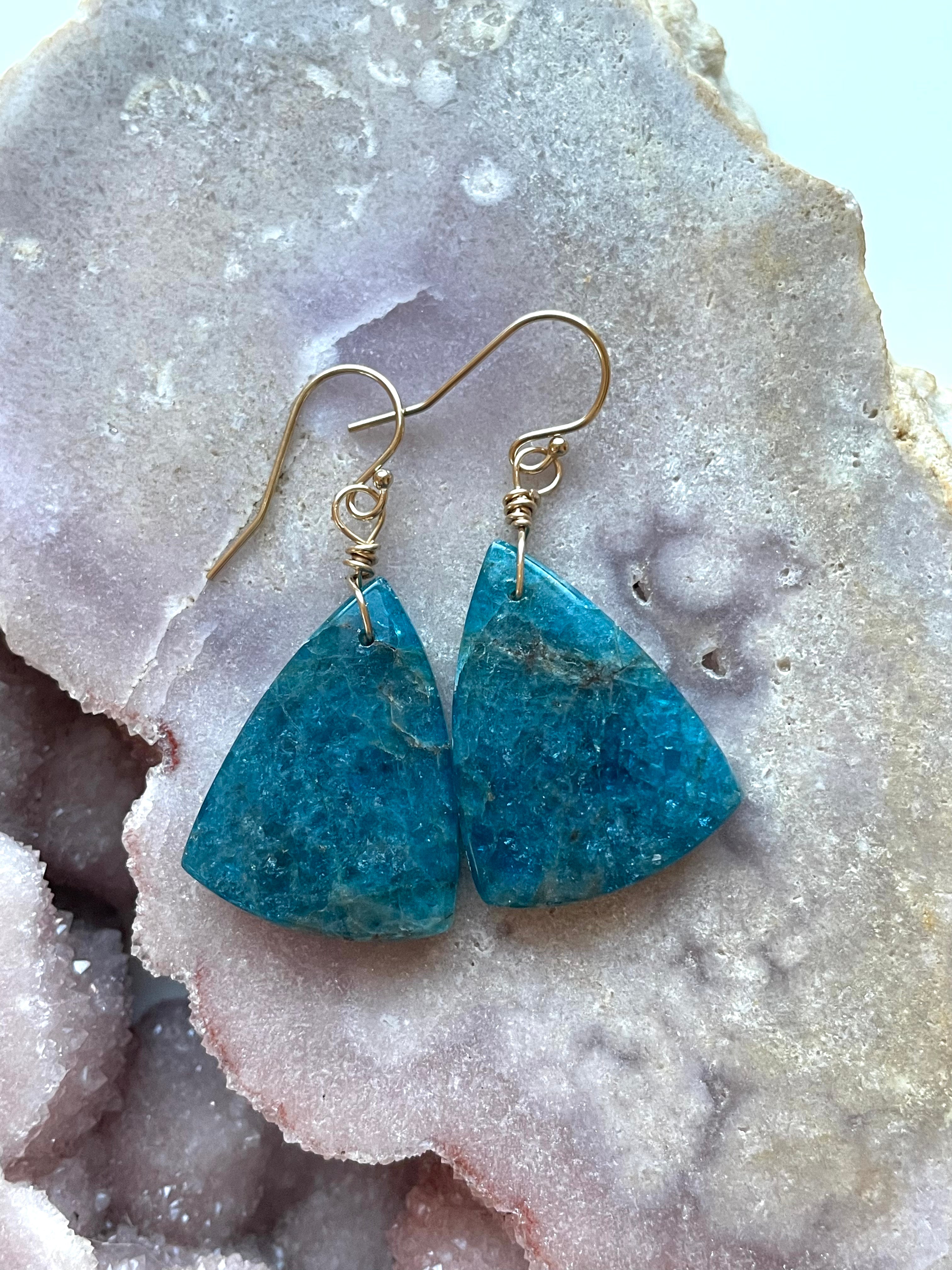 Natural Apatite Gold Filled Earrings for Women - Dainty Stud or Hoop Earrings for Everyday Wear, Gift Giving & Special Occasions