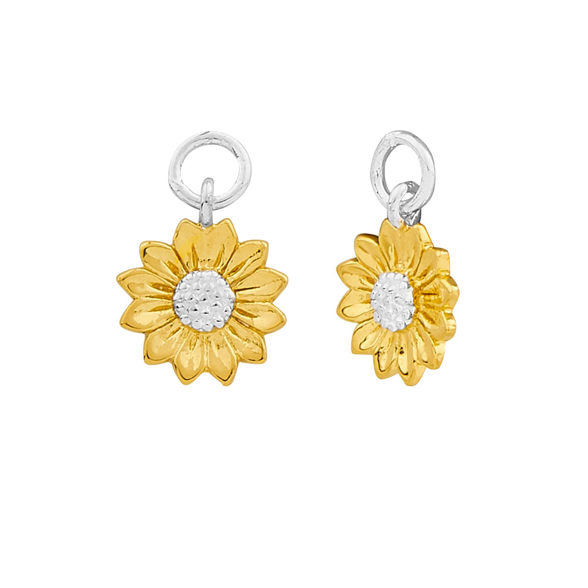 Dainty Sunflower Two Tone Ear Charms - Gold & Silver Floral Earrings for Women, Boho Chic Jewelry for Everyday Wear, Party & Wedding Accessories