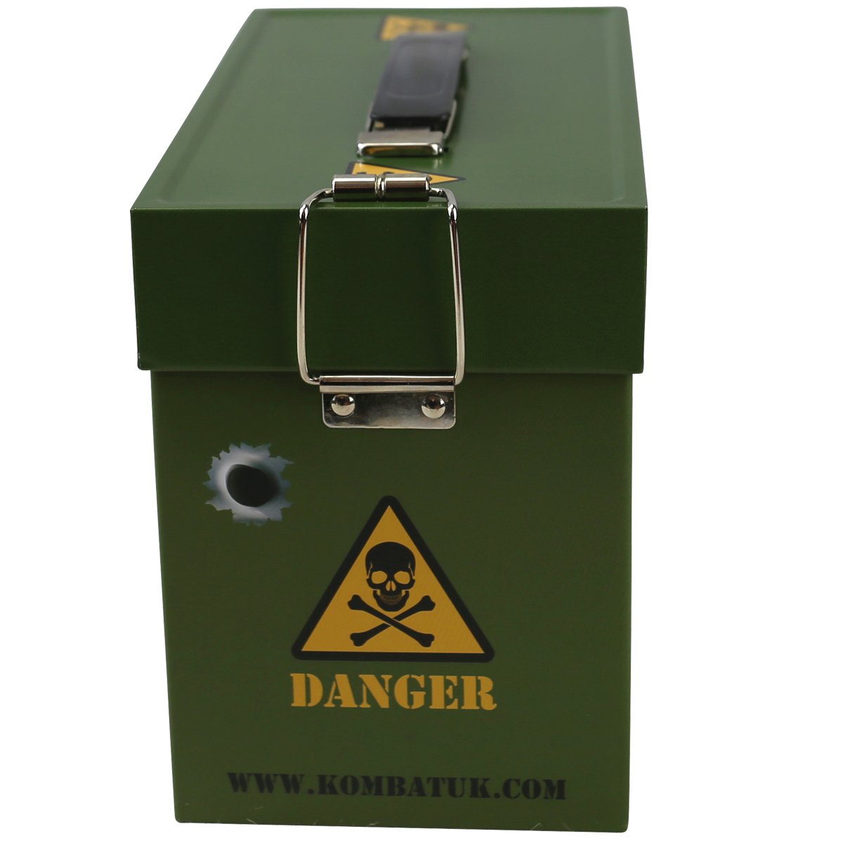 Kombat UK Kids Army Ammo Tin - Multifunctional Toy Storage Box & Lunch Box in Olive Green - Perfect for School, Picnics & Military-Themed Play