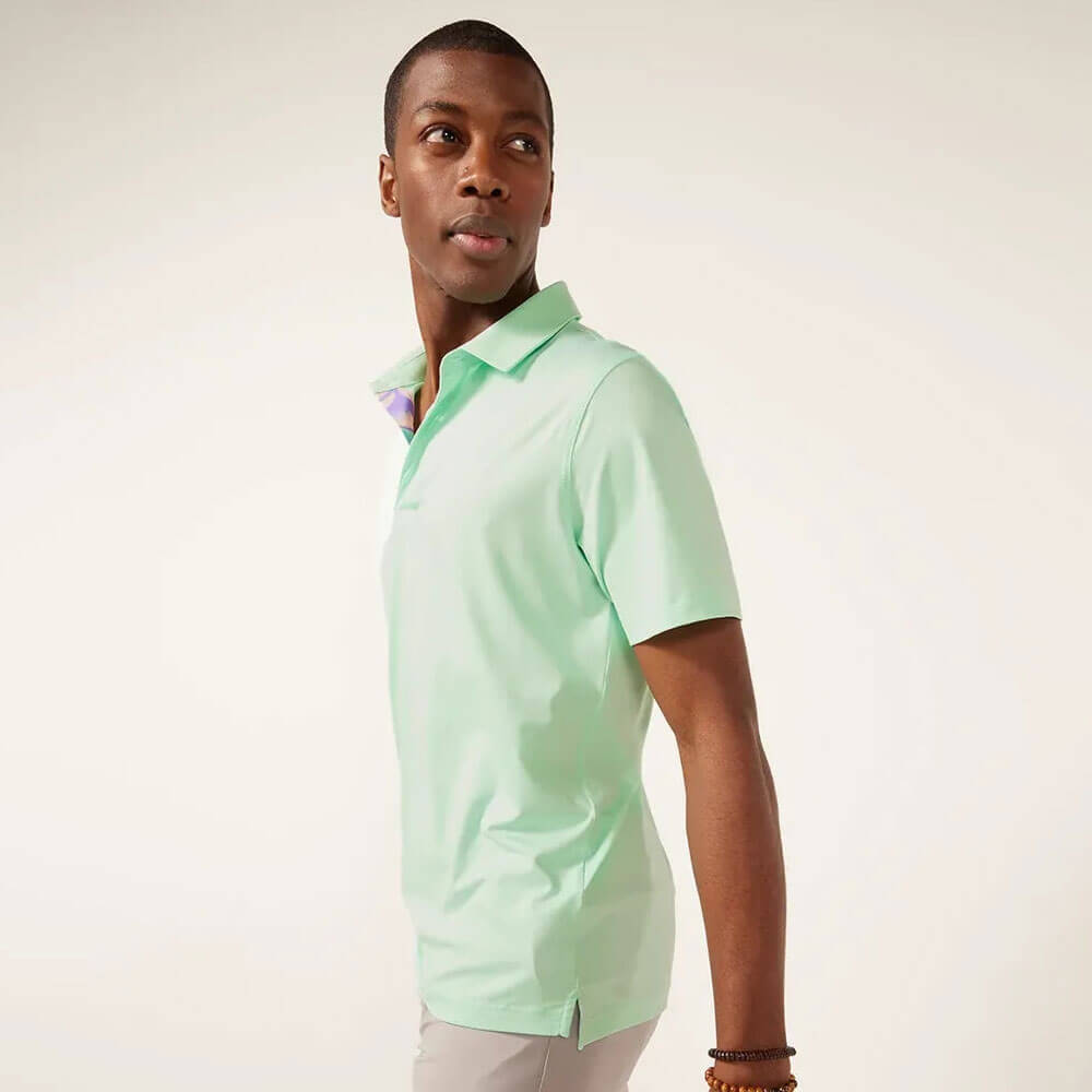 Chubbies The Teal Mint Performance Polo Shirt - Light Pastel Mint Green Men's Golf Shirt | Moisture-Wicking & Breathable for Outdoor Sports & Casual Wear