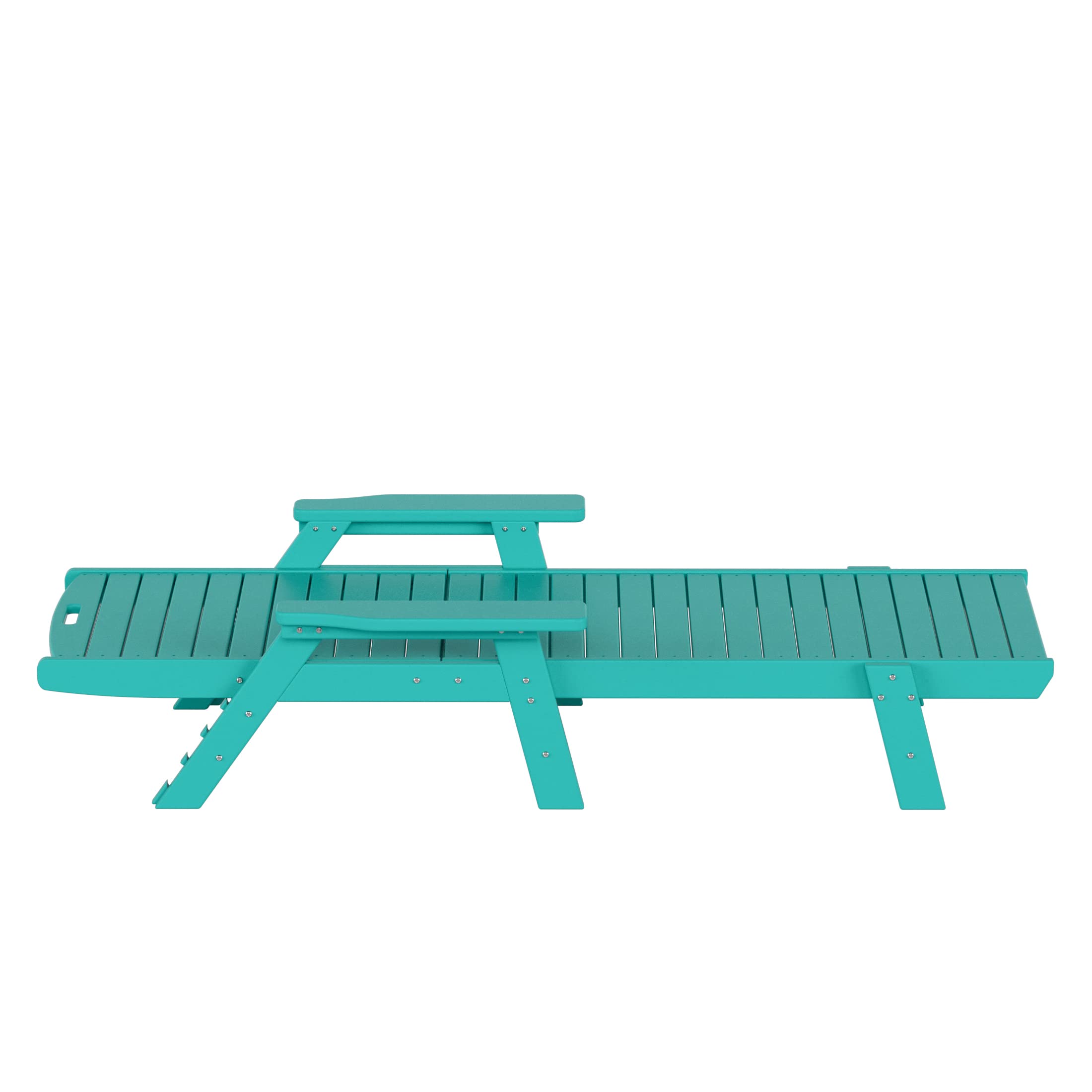 **WO Home Furniture HDPE Adirondack Reclining Chaise Lounge – Durable Poly Lumber Outdoor Chair with Armrests – UV & Weather Resistant for Patio, Backyard, Beach, Poolside, Porch – Perfect for Relaxing in Turquoise**