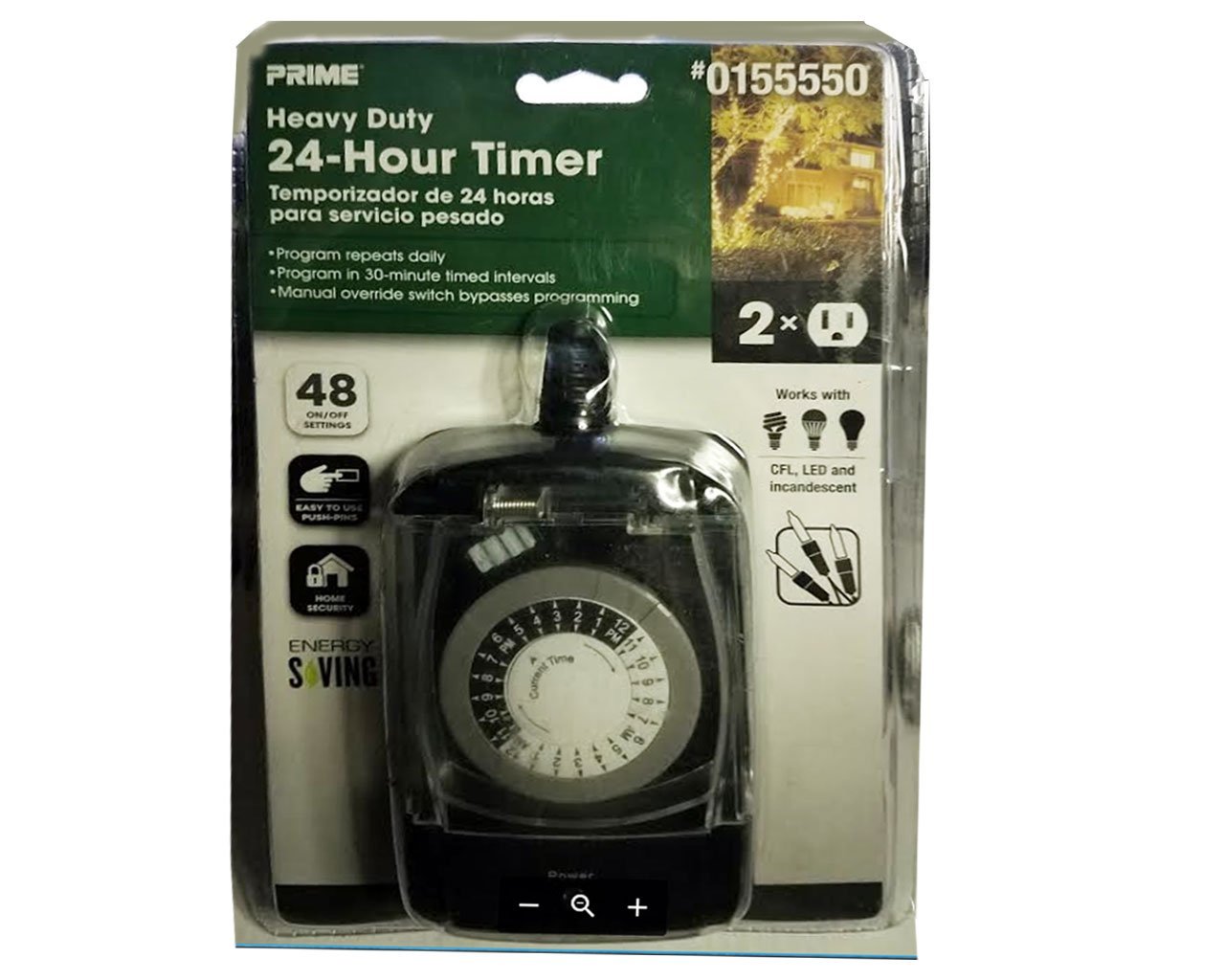 Utilitech 15-Amp 2-Outlet Mechanical Countdown Timer for Home Lighting - Perfect for Lamps, Holiday Decorations & Energy Savings
