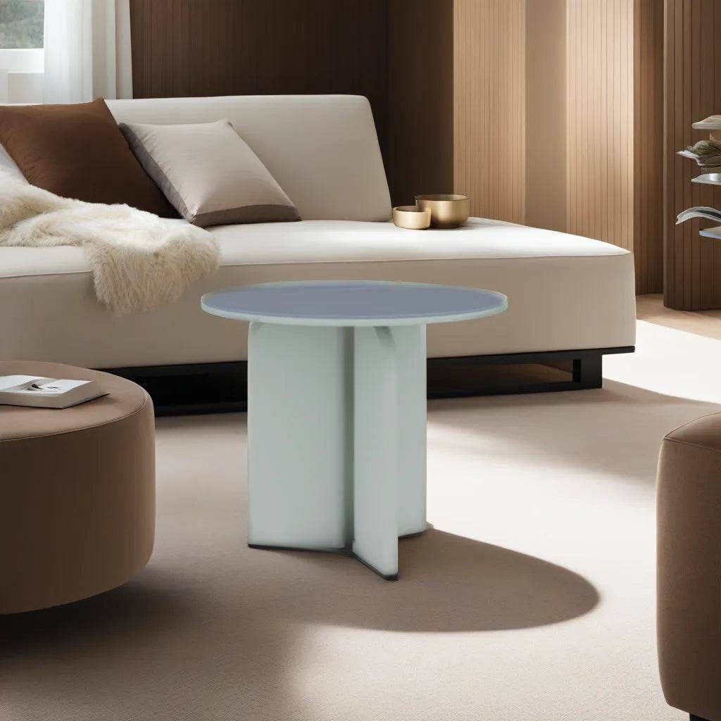 Magnolia Side Table with Tempered Glass Top - Modern End Table for Living Room, Bedroom & Office - Sturdy Nightstand with Shatterproof Glass Surface