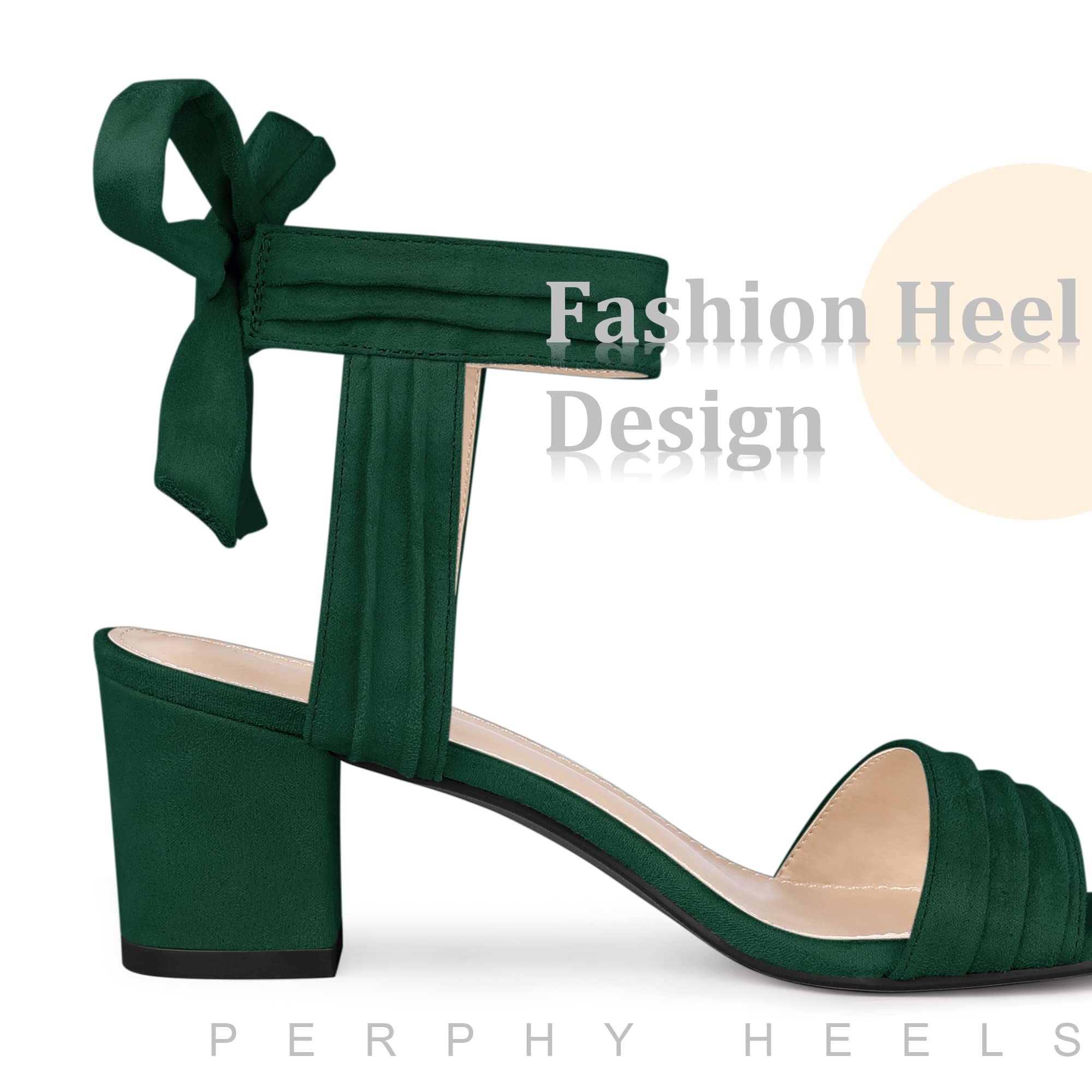 Perphy Women's Chunky Heel Sandals - Open Toe Lace Up Pleated Platform Shoes for Casual Outings & Summer Parties | Comfortable Fashion Footwear for Date Nights & Beach Vacations