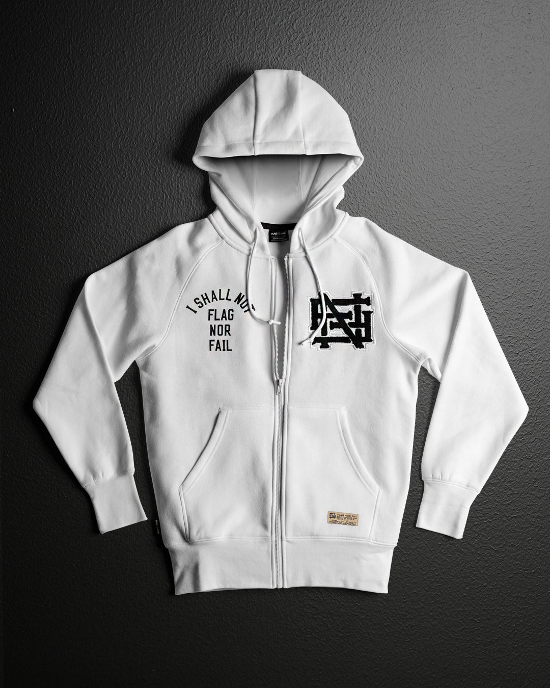 Varsity Patch Zip Up Hoodie - White | Trendy College Letterman Jacket for Men & Women | Perfect for Casual Wear, Sports Events & Campus Style