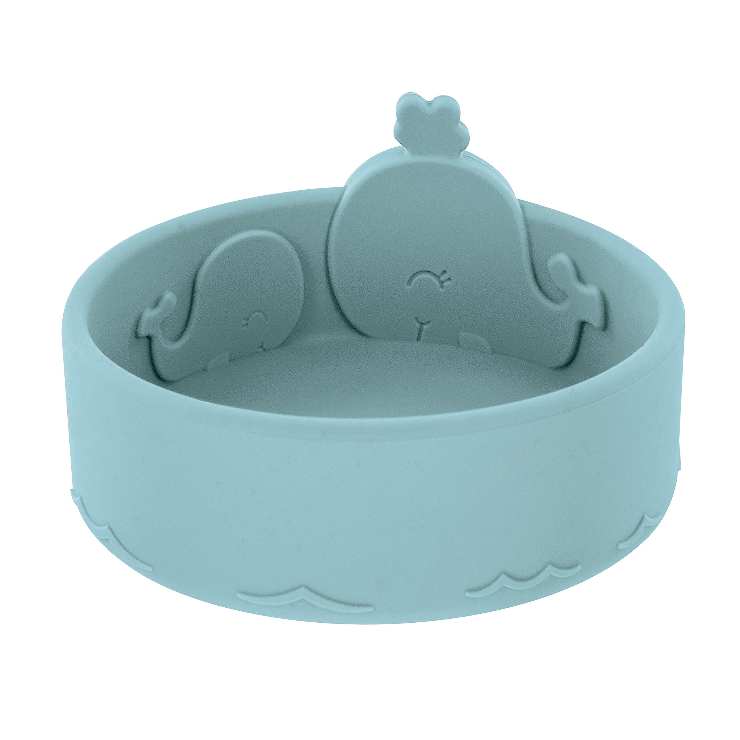 Nuby Silicone Toddler Bowl with Blue Whale Design - BPA-Free Baby Feeding Bowl for 6+ Months - Perfect for Snacks, Cereal & Puree - Dishwasher Safe & Non-Slip Base