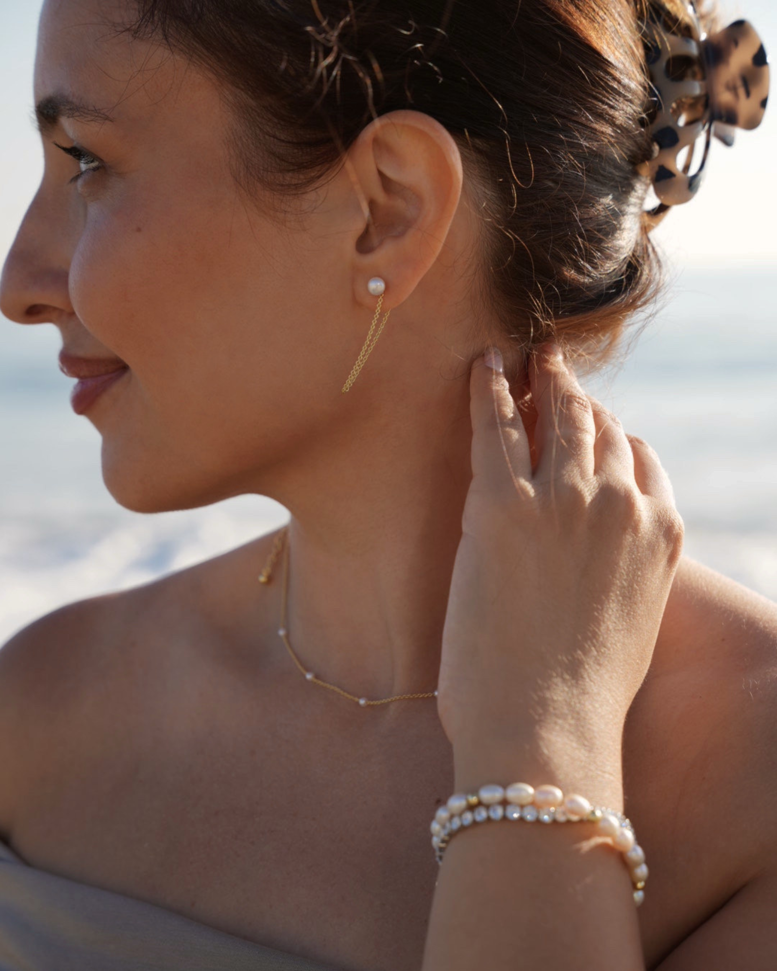 Louella Pearl Chain Dangle Earrings - Elegant Drop Earrings for Women, 925 Sterling Silver Jewelry, Perfect for Weddings, Parties & Special Occasions