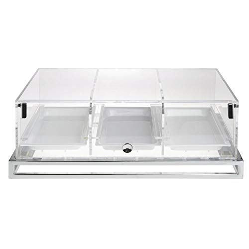 HUBERT® Cerve Collection Chrome Divided Pastry Display Case - 3-Tier Bakery Showcase for Cakes, Donuts & Desserts - Perfect for Bakeries, Cafes & Catering Events