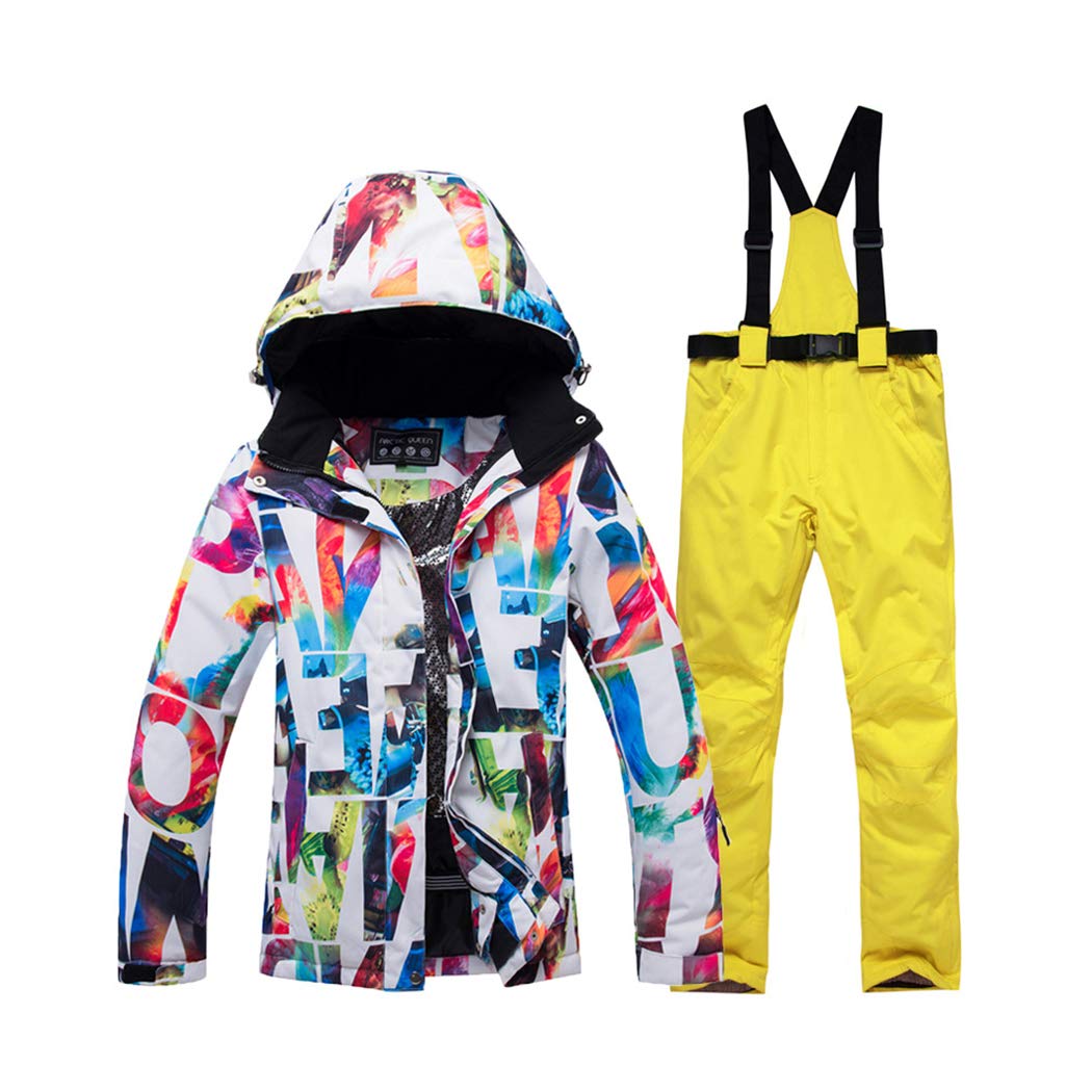 Women's Waterproof Ski Suit Set - Winter Warm Hooded Jacket & Pants for Skiing, Snowboarding | Windproof Snowsuit for Outdoor Winter Sports & Mountain Adventures