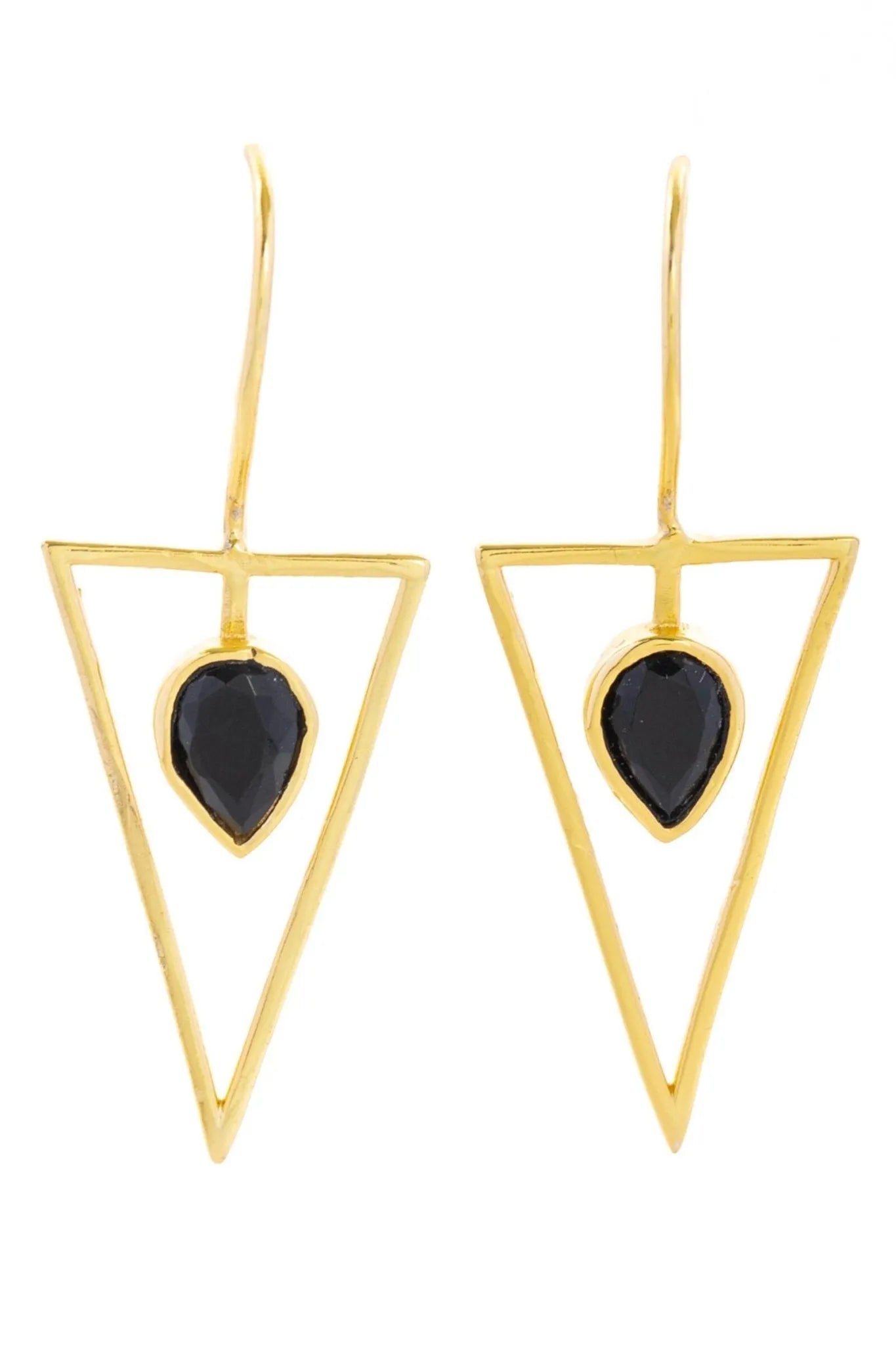 Triangle Open Frame Gemstone Earrings - Dainty Gold Geometric Studs for Women | Perfect for Parties, Weddings & Everyday Wear