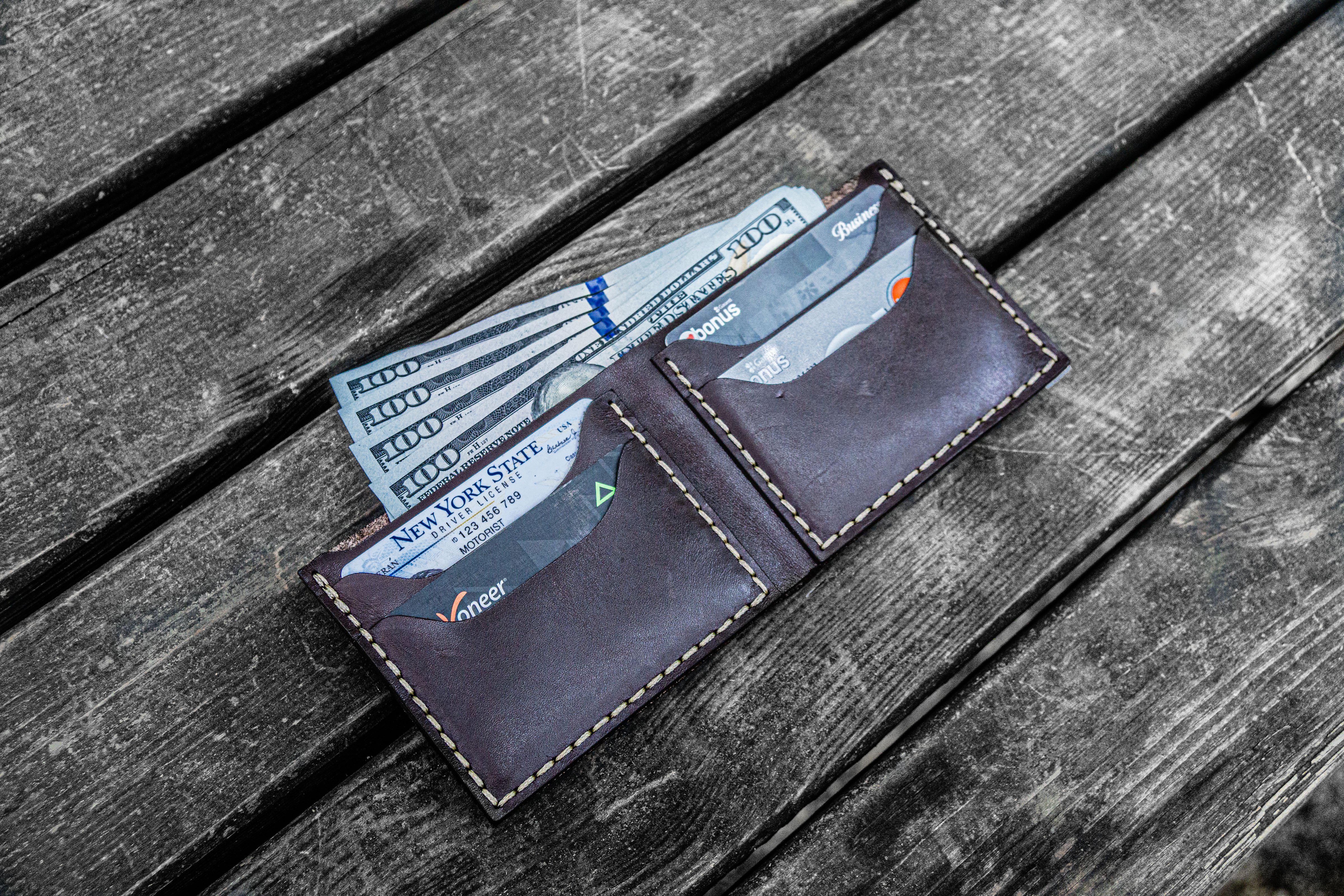 Personalized Handmade Leather Wallet No.48 - Dark Brown Genuine Leather, Custom Name Engraved - Perfect Gift for Men & Women, Ideal for Everyday Use, Travel & Special Occasions
