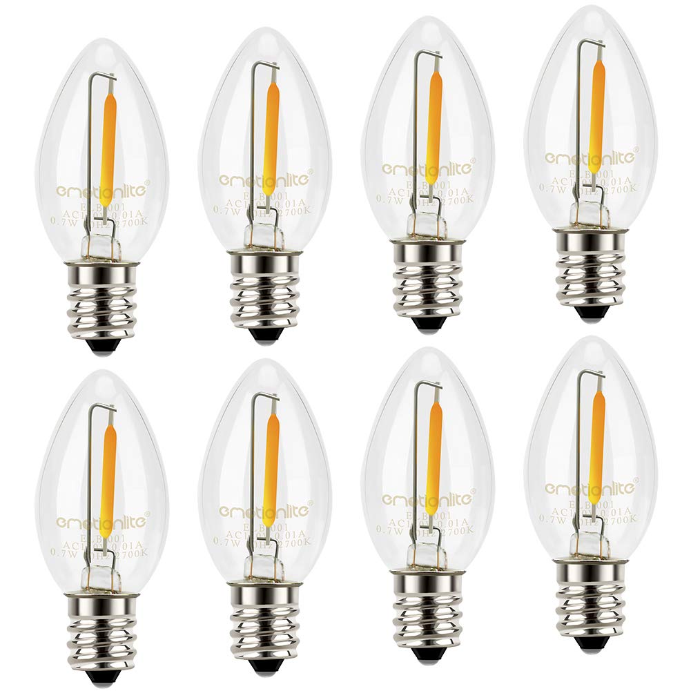 Emotionlite C7 Candelabra LED Light Bulbs - E12 Base, 4W 5W 6W 7W (Incandescent Equivalent), 5000K Neutral White, Clear - 8 Pack - Perfect for Chandeliers, Night Lights, and Decorative Lighting