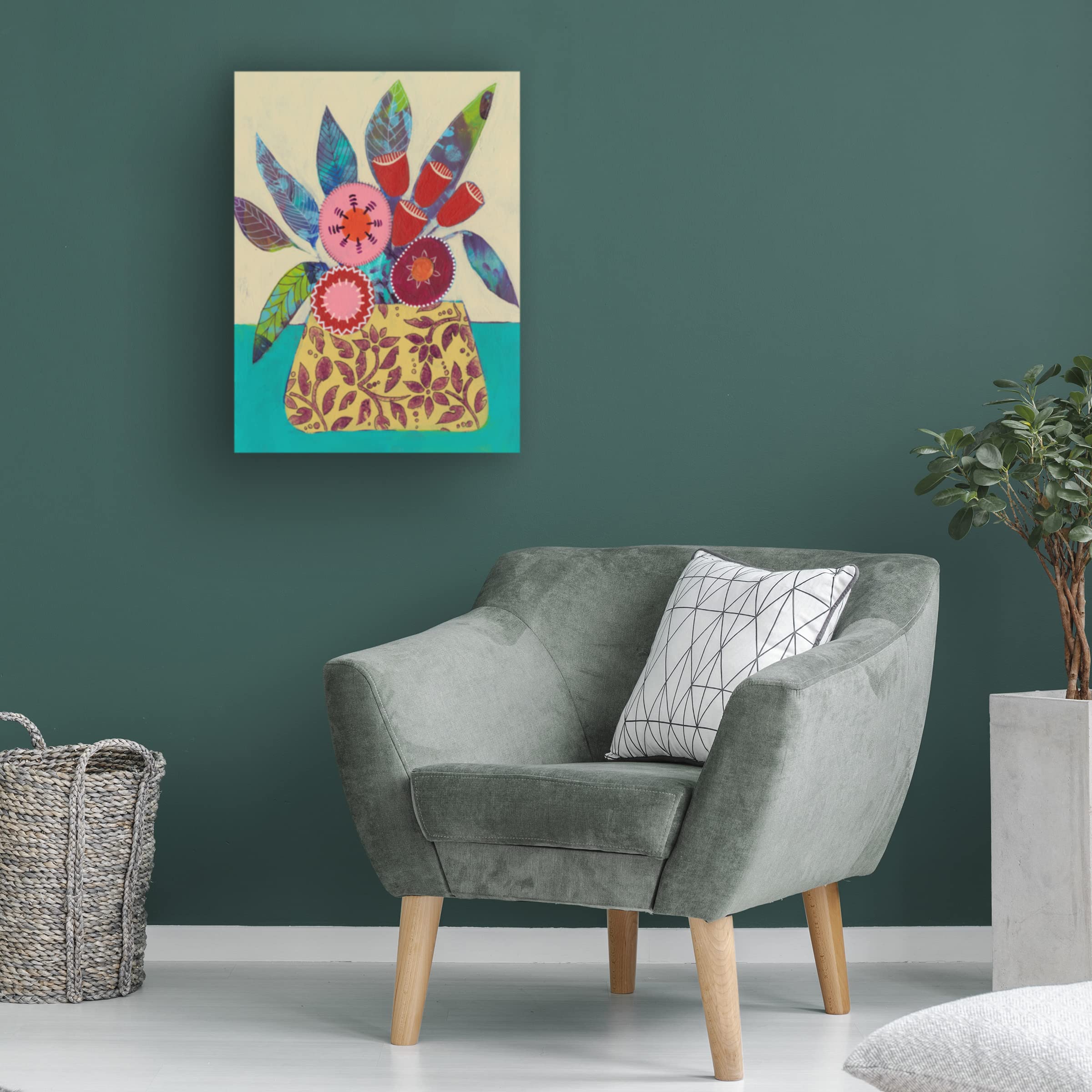Bohemian Floral I Canvas Wall Art by Regina Moore - Handmade Floral Painting for Living Room, Bedroom & Office Decor