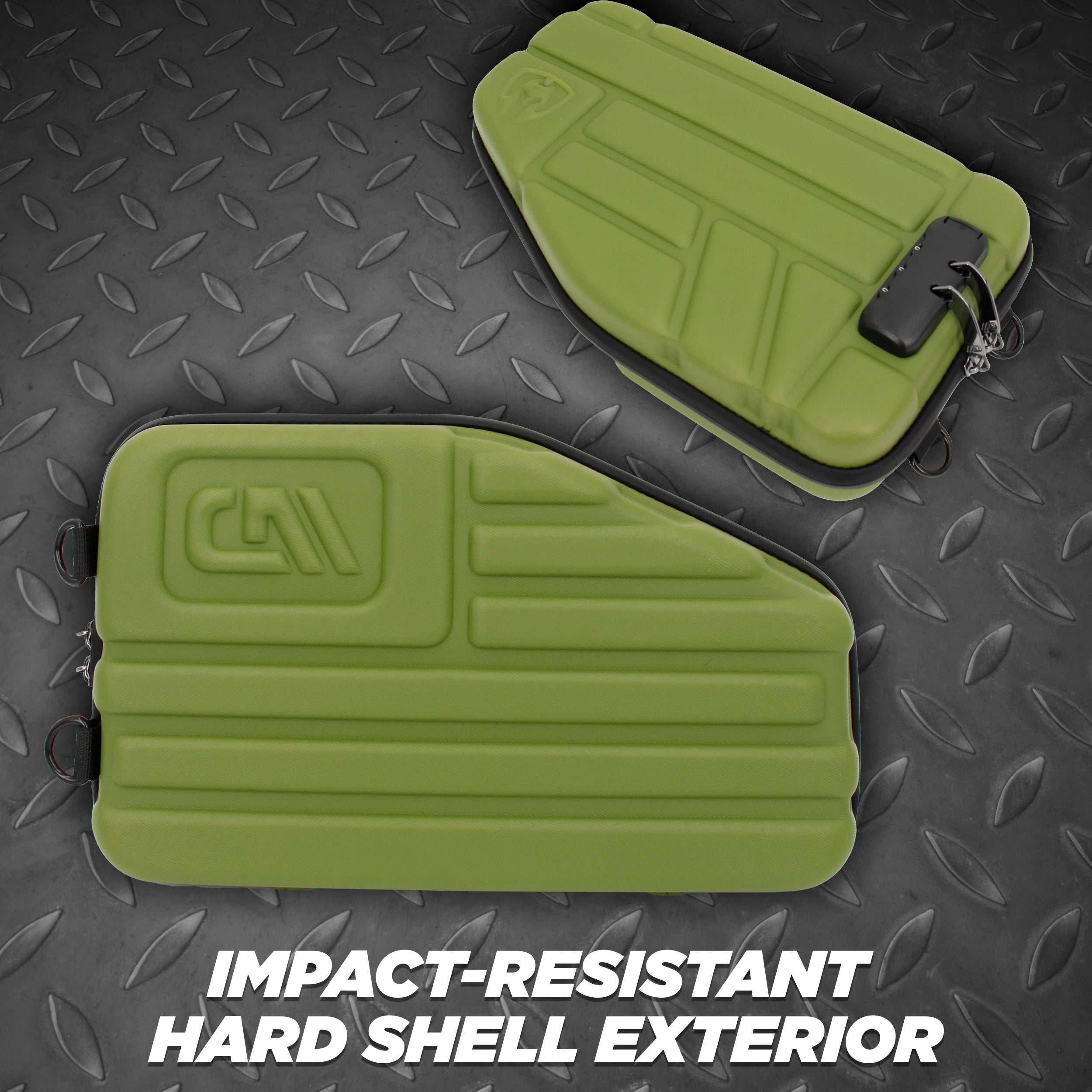 Premium CASEMATIX Locking Pistol Case for Small to Large 9mm Handguns - Secure Storage with Extra Magazine & Attachment Space - Heavy Duty Green Gun Case with Locking Zippers - Perfect for Range, Travel & Home Security