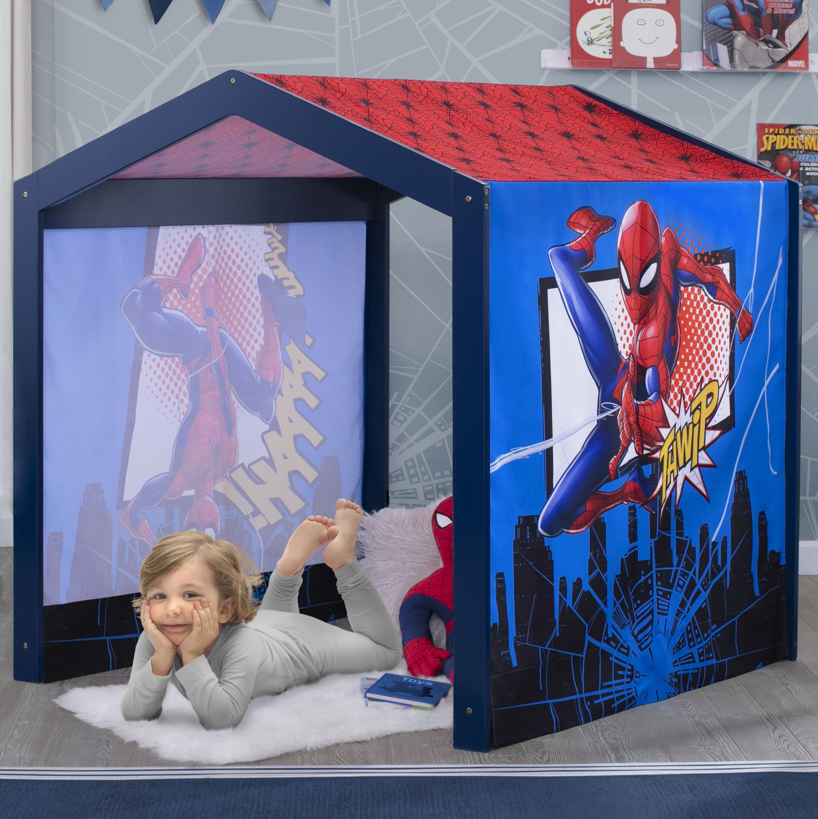 Spider-Man Kids Play Tent - Indoor Playhouse with Fabric Tent for Superhero Pretend Play & Fun Room Decor