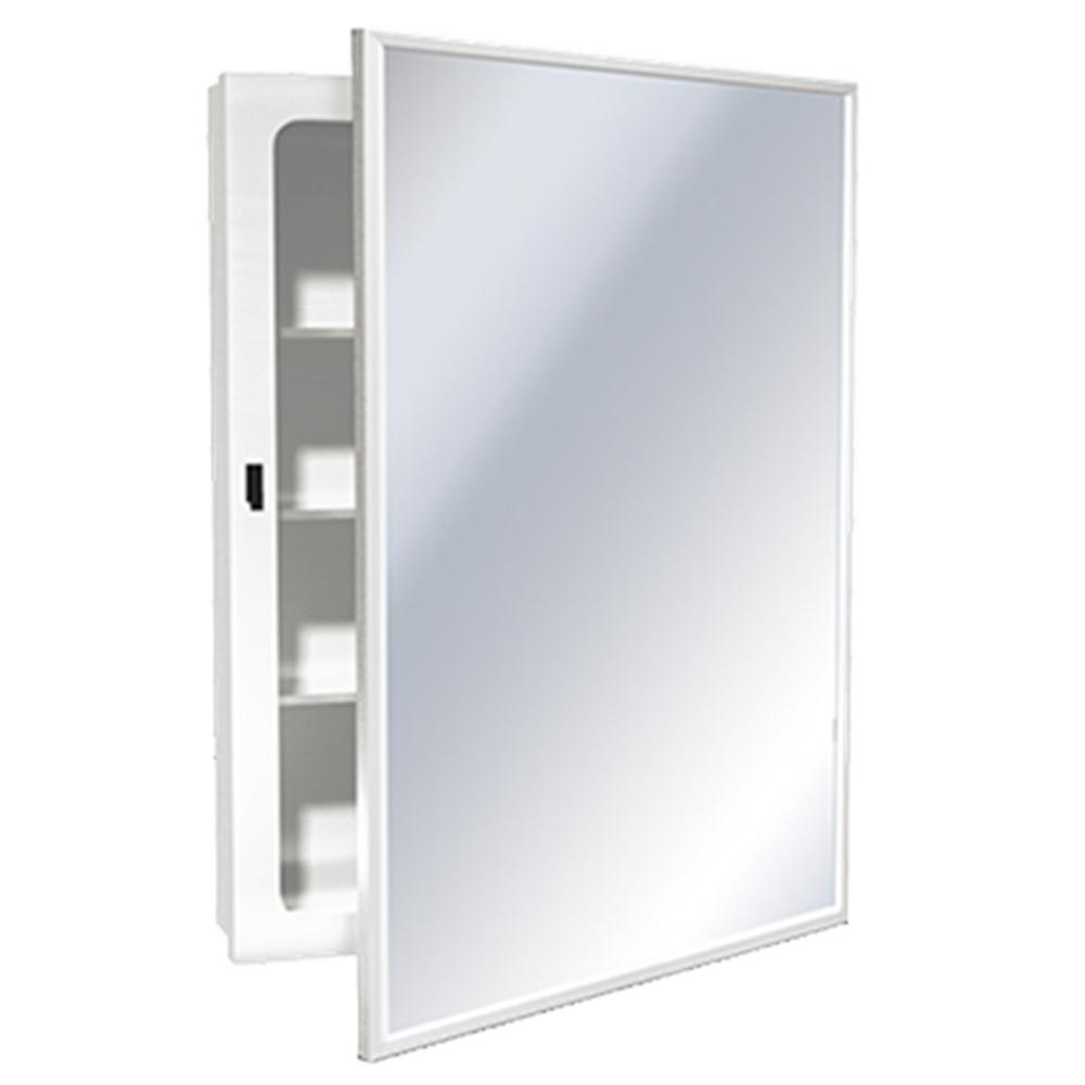 ASI 8340 Recessed Medicine Cabinet with Mirror & Swing Door - White Powder Coated - Perfect for Bathroom Storage & Organization