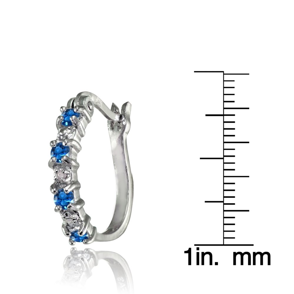 Styling Sterling Silver Polished Simulated Gemstone Round Hoop Earrings for Women - Perfect for Everyday Wear, Parties & Special Occasions