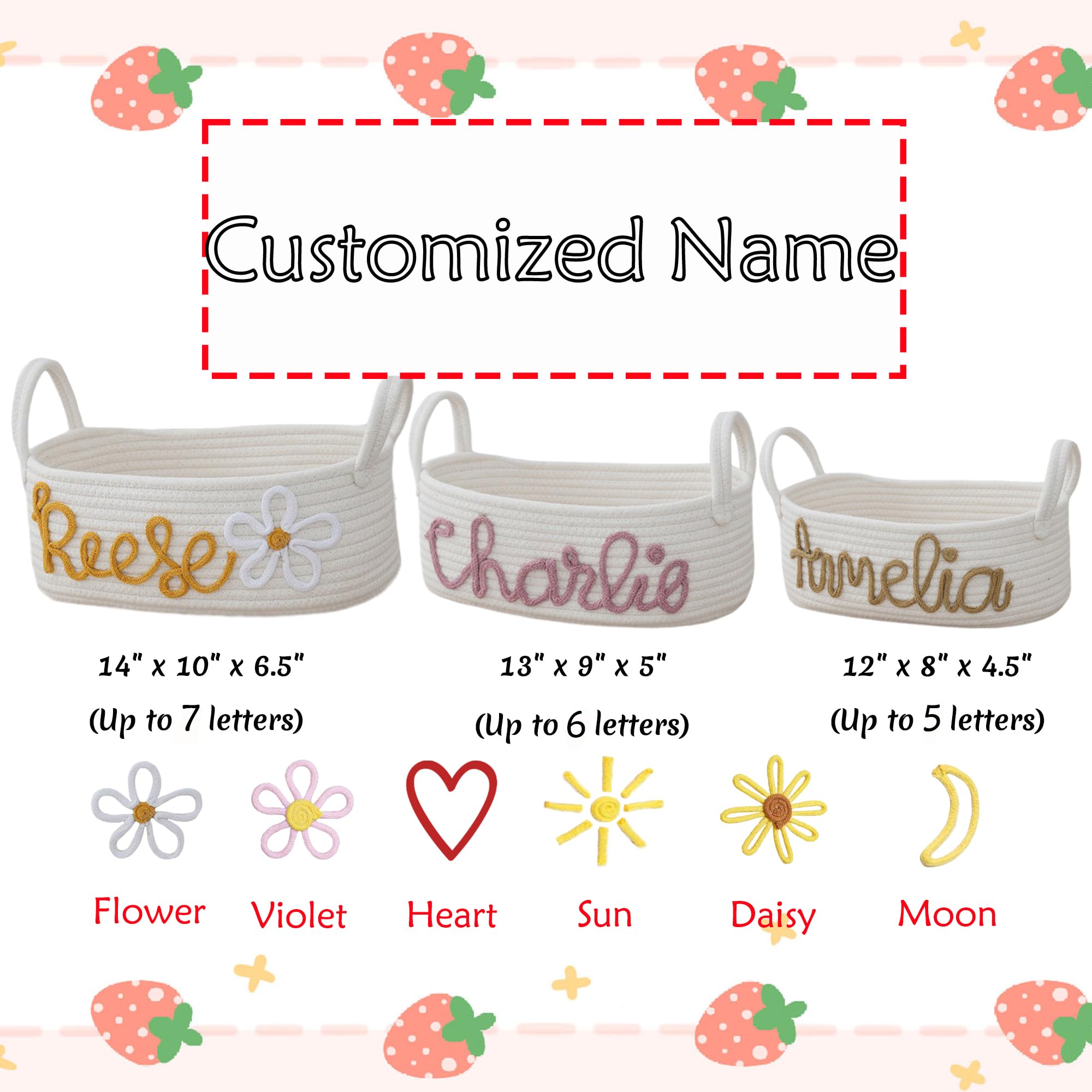 Personalized Baby Name Basket with Handles - Custom Diaper Caddy & Cotton Rope Storage Bin - Perfect Baby Shower Gift & Nursery Organizer for Toys, Clothes & Essentials - Ideal for Bedroom, Bathroom & Playroom (White)
