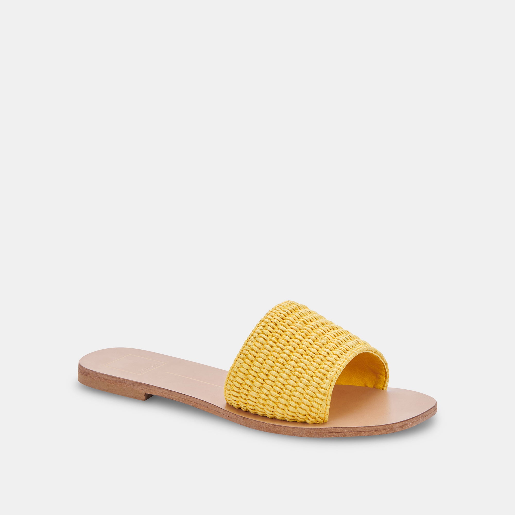 BELLE Women's Yellow Raffia Sandals - Comfortable Summer Beach Slides for Outdoor Walking and Vacation