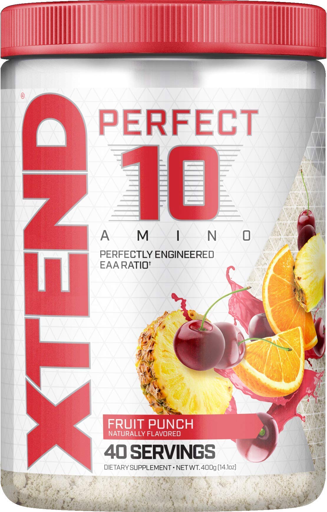 XTEND Perfect 10 Amino EAA Powder Fruit Punch | 5g Essential Amino Acids + BCAA + Electrolytes for Hydration & Muscle Recovery | 40 Servings | Pre-Workout & Post-Workout Supplement for Athletes & Fitness Enthusiasts