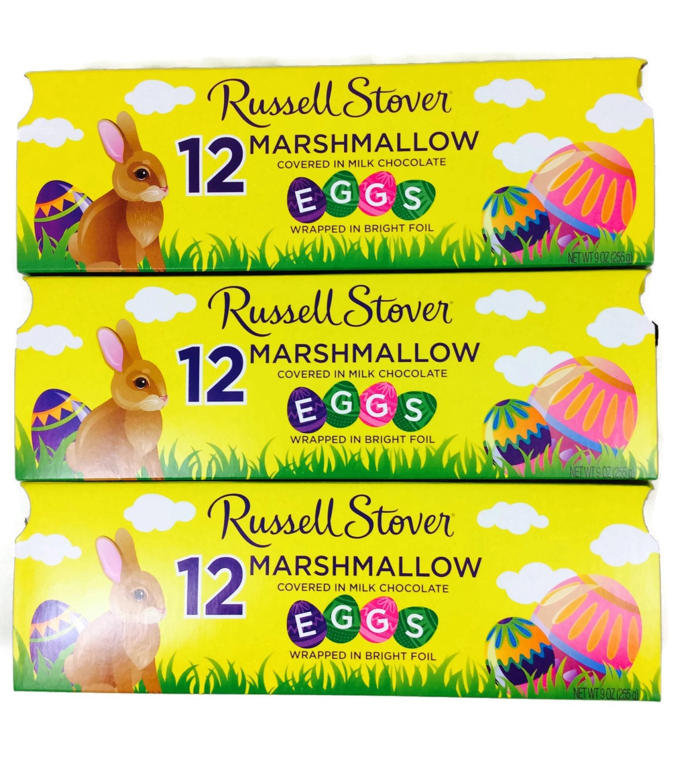 Russell Stover Marshmallow Easter Eggs - 9 oz Crate (Pack of 3) | 36 Creamy Marshmallow Chocolates | Easter Basket Stuffers, Party Favors & Holiday Treats