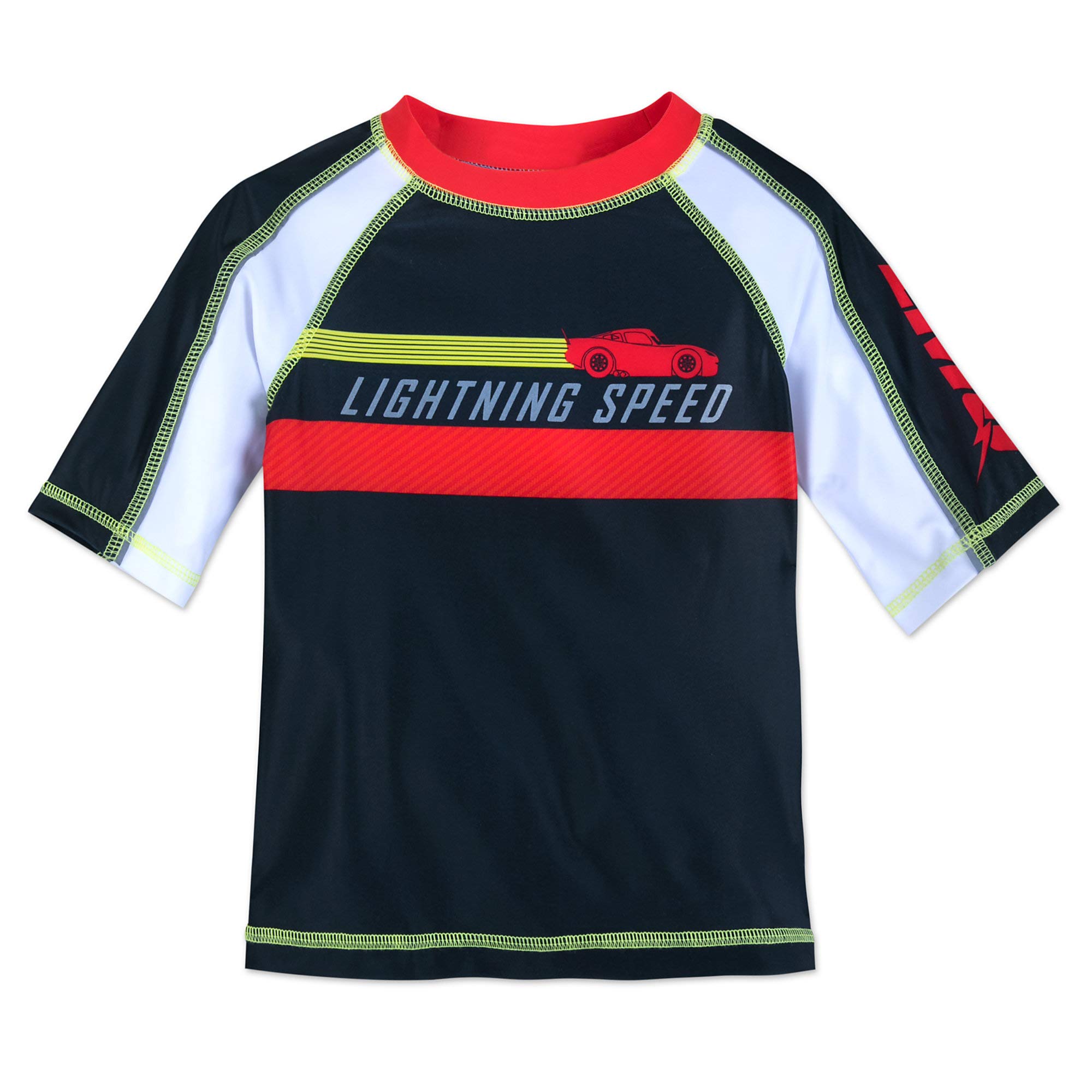 Disney Lightning McQueen Kids Rash Guard Swim Shirt - UPF 50+ Sun Protection for Boys & Girls - Perfect for Swimming, Beach & Pool Activities