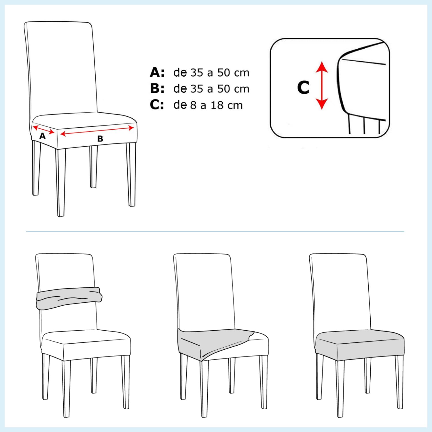 Elastic Dining Chair Seat Covers - Stain-Resistant, Washable & Adjustable Slipcovers for Restaurant, Hotel & Home Use (Gold, Set of 2) - Perfect for Protecting Chairs from Spills & Stains