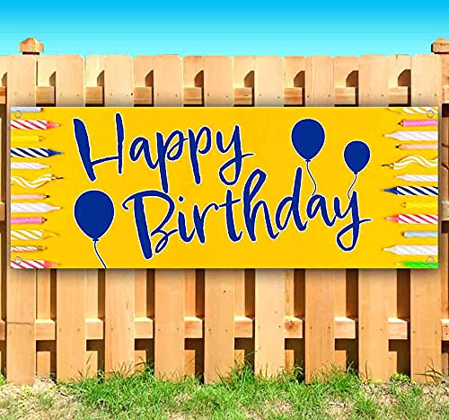 Happy Birthday Banner - 13 oz Heavy-Duty Vinyl with Metal Grommets | Single-Sided Non-Fabric Decoration for Parties & Events | Perfect for Indoor & Outdoor Celebrations