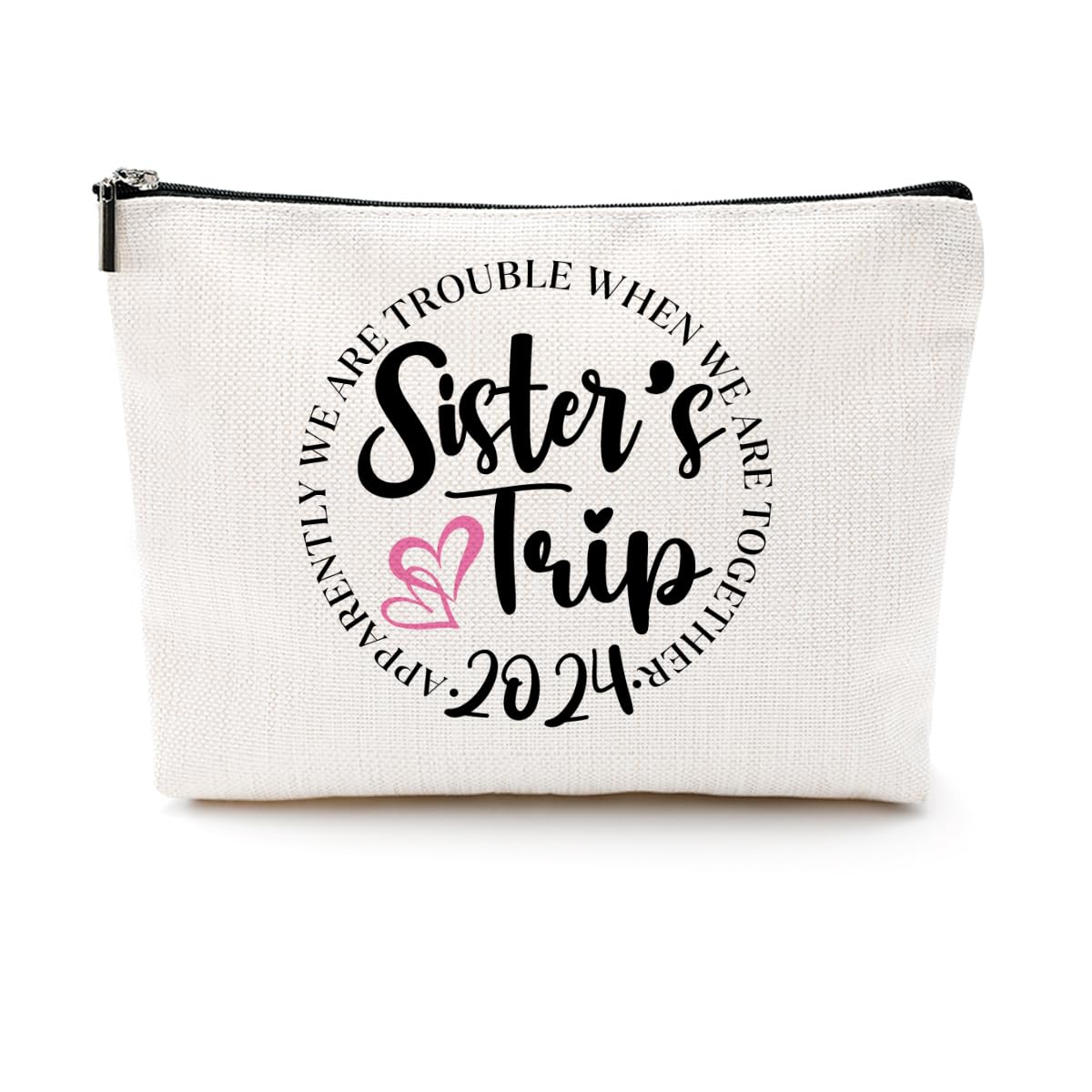 2024 Girls Trip Makeup Bag - Cute Cosmetic & Toiletry Pouch with Zipper, Perfect Weekender Bag for Women | Ideal for Sister Friendship, Bachelorette Party, Birthday & Summer Vacation Gifts | Great for Travel, Beach Getaways & Girls Weekend Essentials