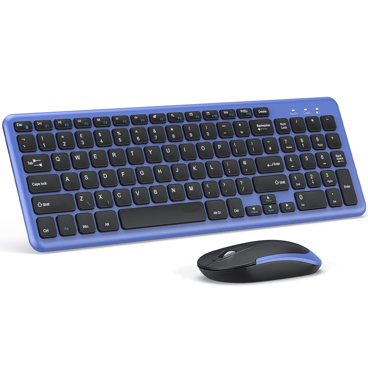 Wireless Keyboard and Mouse Combo - 2.4GHz Ergonomic Slim USB Set with Receiver for Windows PC/Laptop - Perfect for Office, Home & Gaming (QWERTY UK Layout)