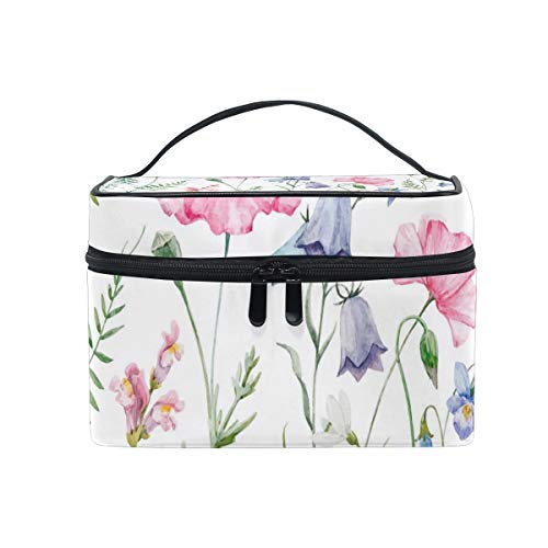 Hengpai Floral Watercolor Cosmetic Bag for Women - Travel Makeup Organizer with Grass Pattern, Perfect for Travel, Gym & Daily Storage