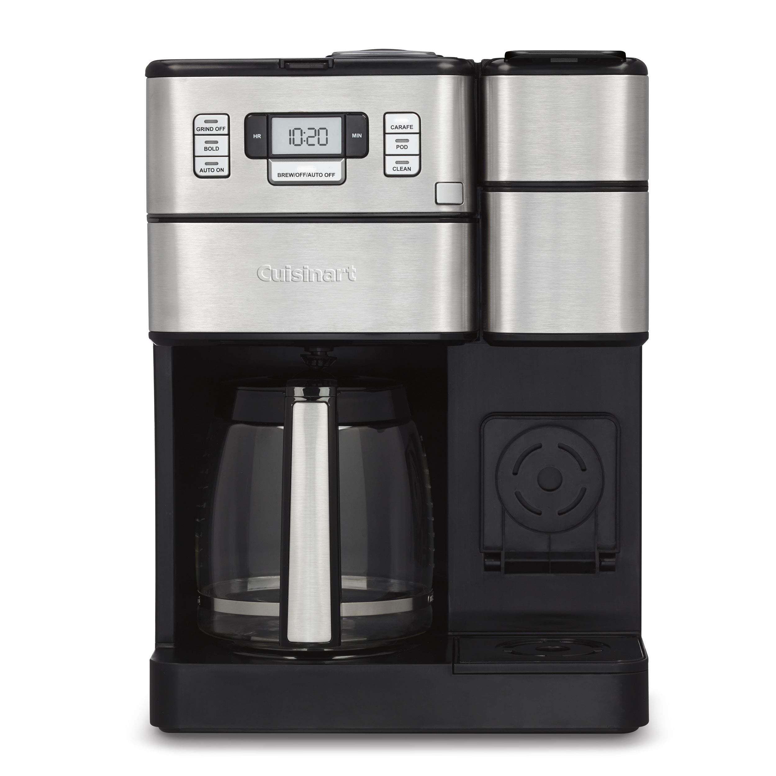 Cuisinart SS-GB1 12-Cup Grind and Brew Plus Coffee Maker with Built-in Grinder & Single-Serve Brewer - HomeBarista Reusable Filter Cup, Black/Silver - Perfect for Home Kitchens & Office Coffee Stations