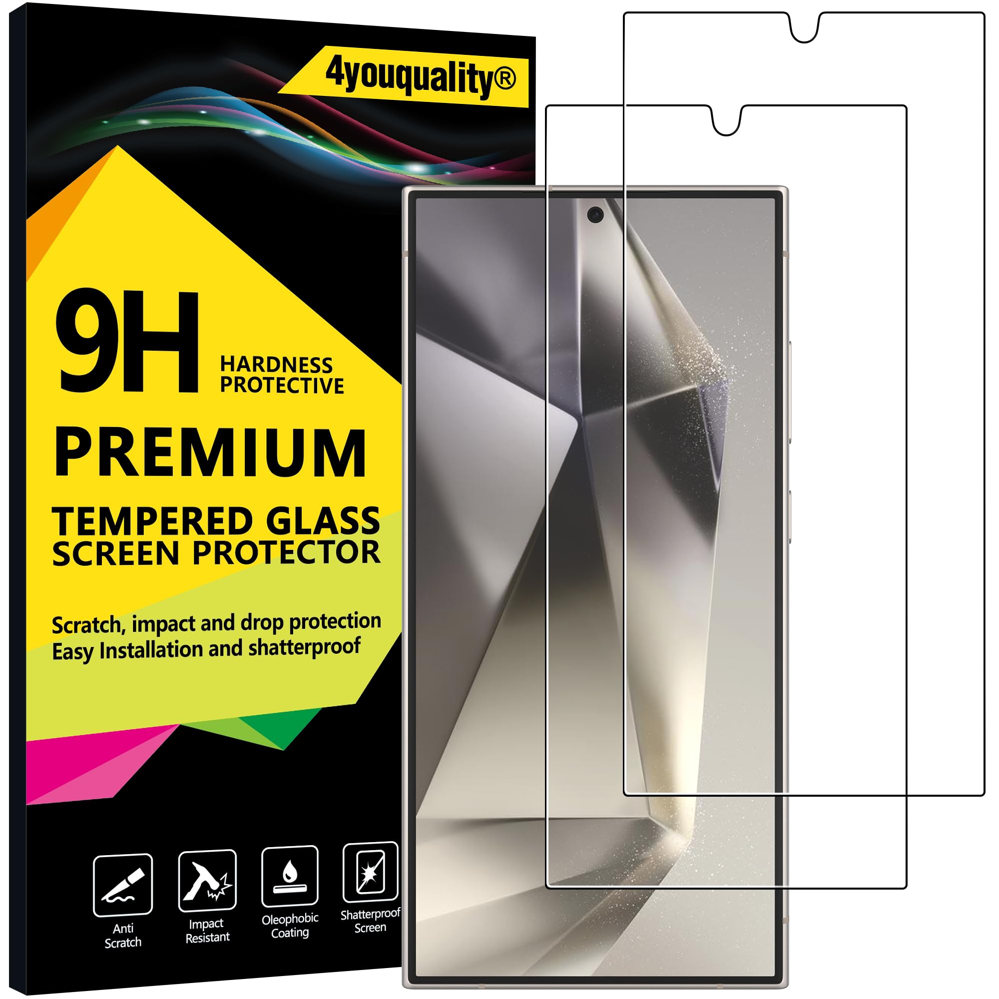 Premium Tempered Glass Screen Protector for Samsung Galaxy S24 Ultra 5G (6.8 Inch) - 2 Pack - Anti-Scratch, Impact Resistant, Fingerprint Compatible - Perfect for Daily Use, Gaming & Outdoor Activities