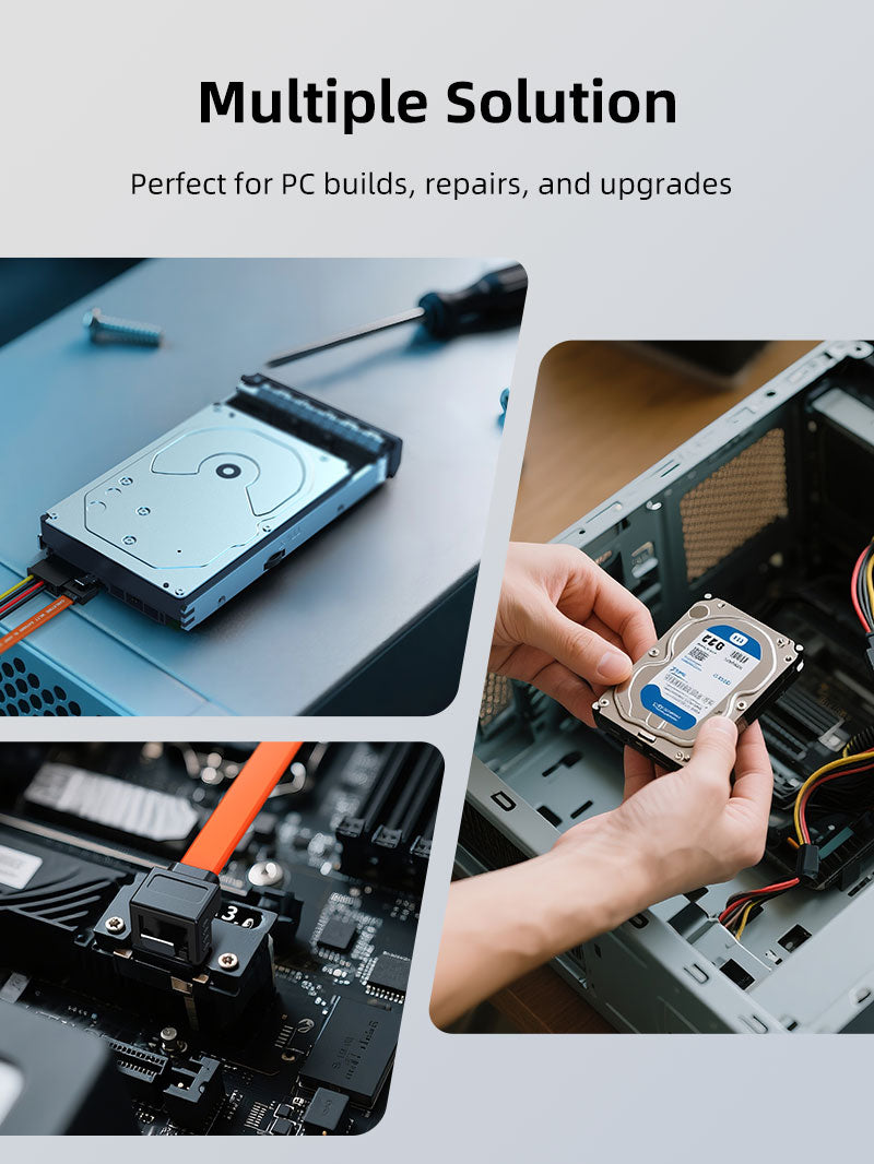 Right Angle SATA III Cable 6Gbps - 90 Degree SATA Data Cable for HDD SSD Hard Drive - High Speed SATA 3.0 Cable for PC, Laptop, Gaming Rig, and External Storage Setup