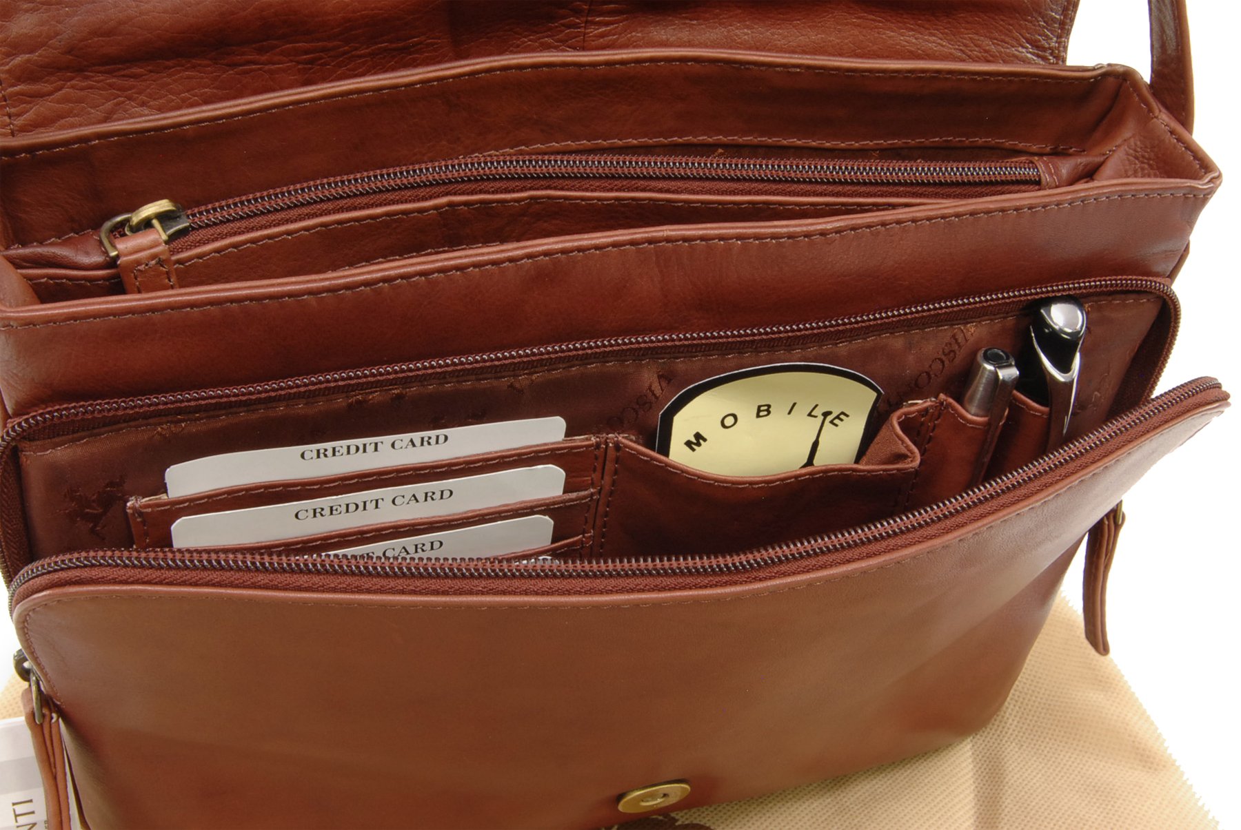 VISCONTI Women's Leather Crossbody Bag - Medium Organizer Handbag with Multiple Pockets & Adjustable Strap - Perfect for Work, Travel & Everyday Use - Claudia 03190