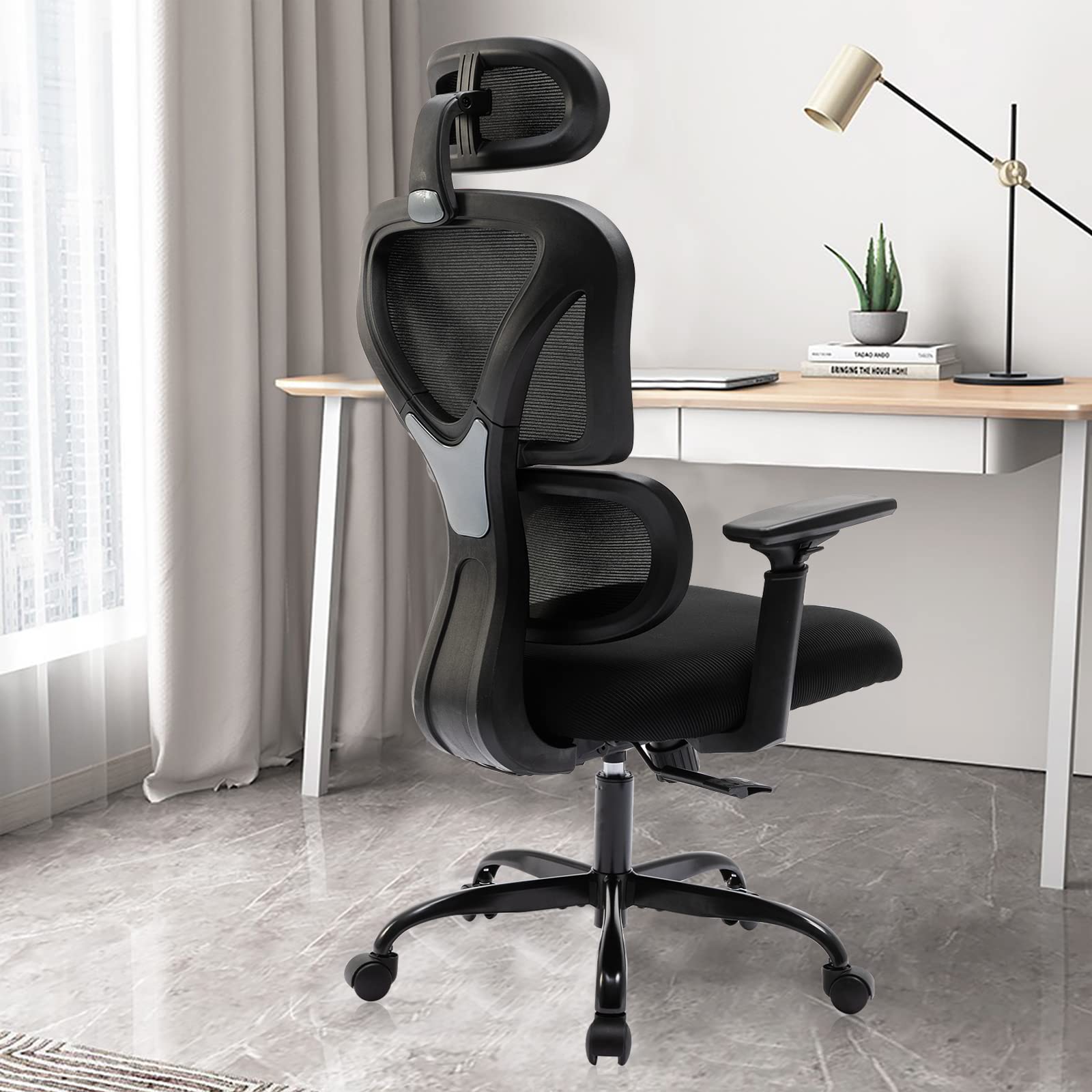 KERDOM Ergonomic Office Chair - High Back Mesh Computer Desk Chair with Adjustable Height, Headrest & 3D Armrests - Breathable Comfort for Home Office, Gaming & Workspaces