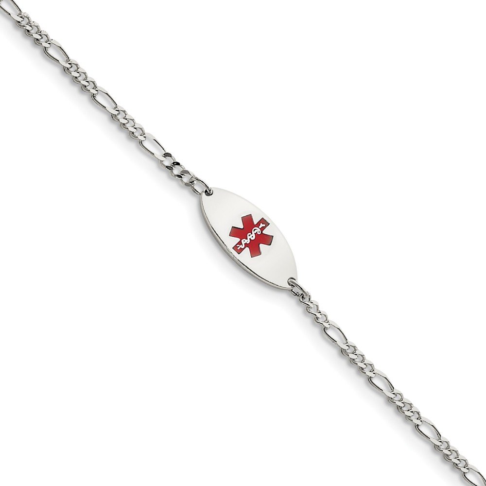 Sterling Silver Enameled Medical Alert Bracelet - Elegant & Durable Health ID Jewelry for Allergies, Diabetes & Emergency Medical Information - Perfect for Daily Wear, Travel & Outdoor Activities