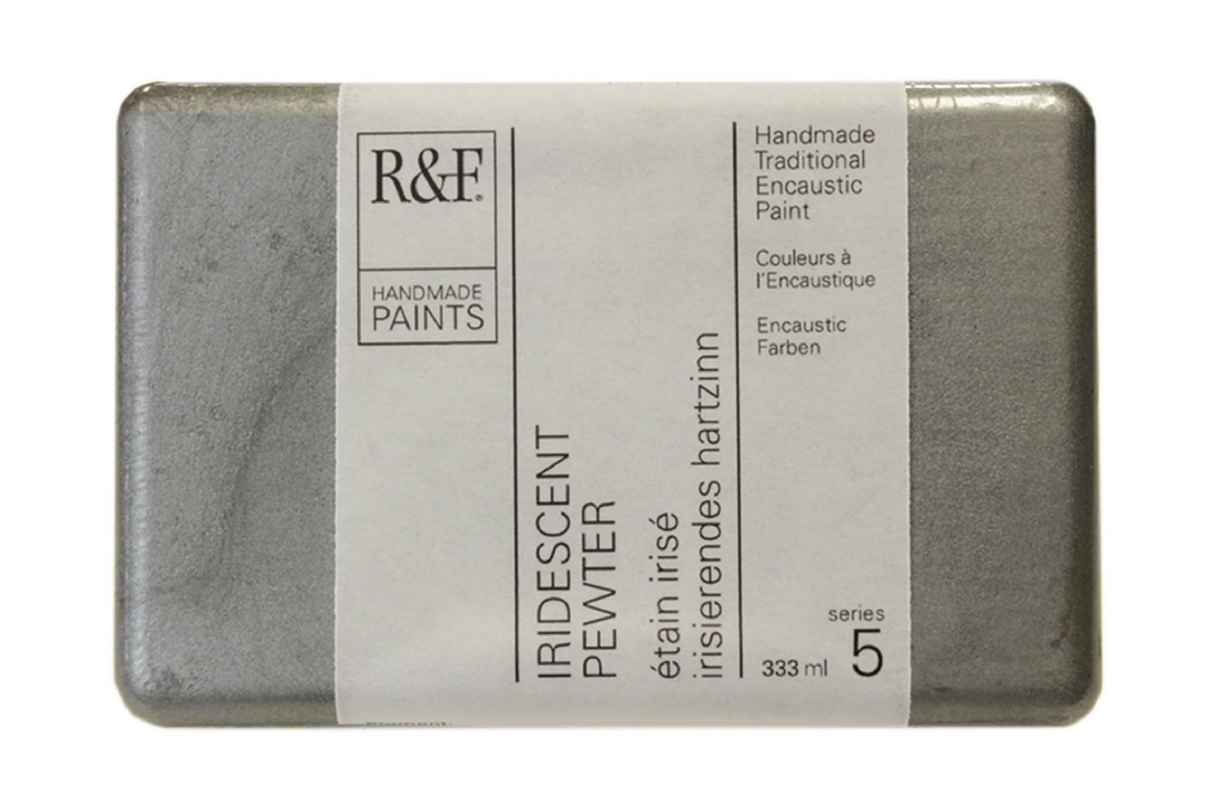 R&F Artist Encaustic Paint - Iridescent Pewter Wax Medium (333ml) for Painting, Mixed Media & DIY Art Projects - Professional Beeswax-Based Pigment for Canvas, Wood & Paper Crafts