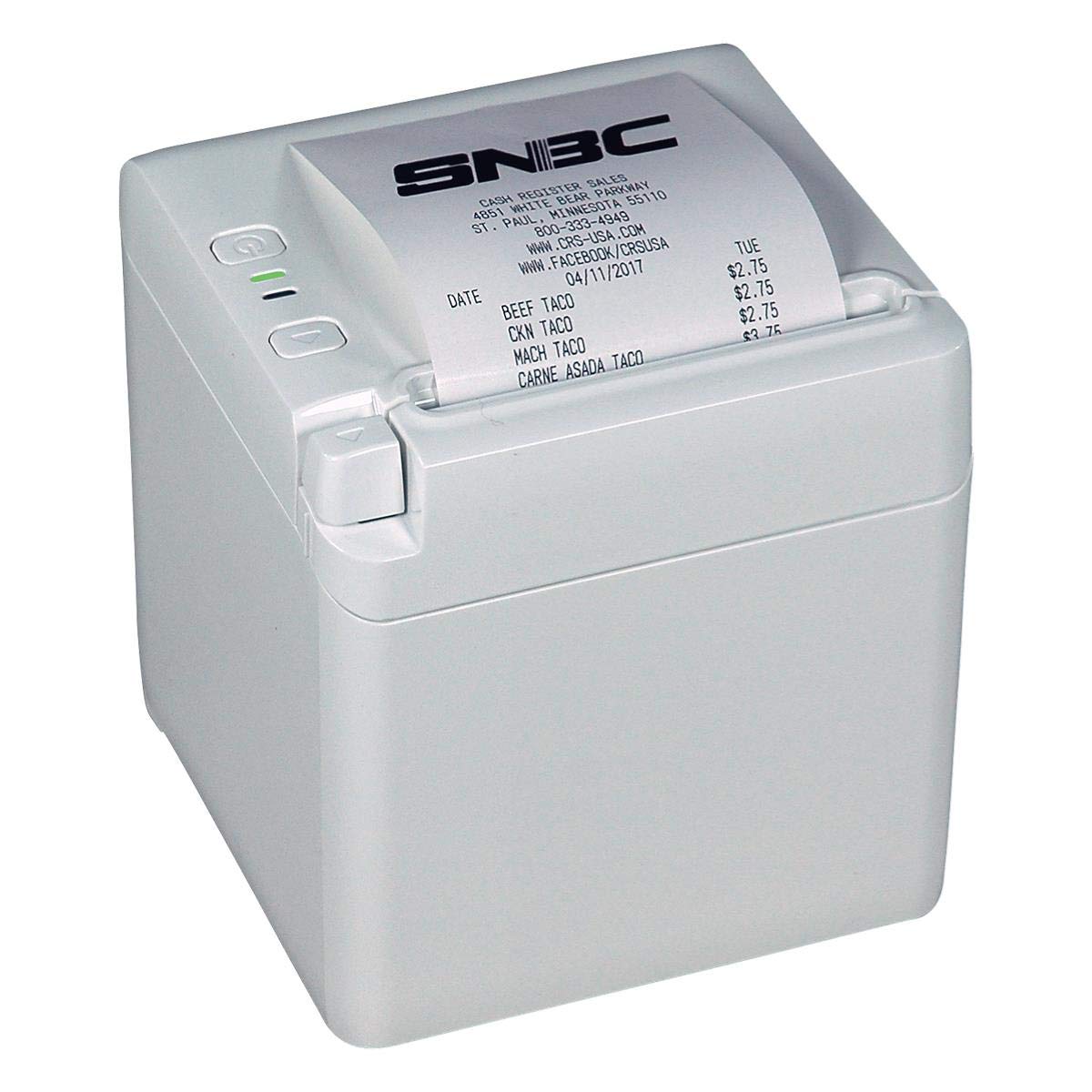 SNBC BTP-S80 Thermal Receipt Printer - Fast & Quiet POS Printer with Serial/USB/Ethernet Connectivity - Top/Front Paper Exit - White Commercial Printer for Retail, Restaurant & Small Business Checkout