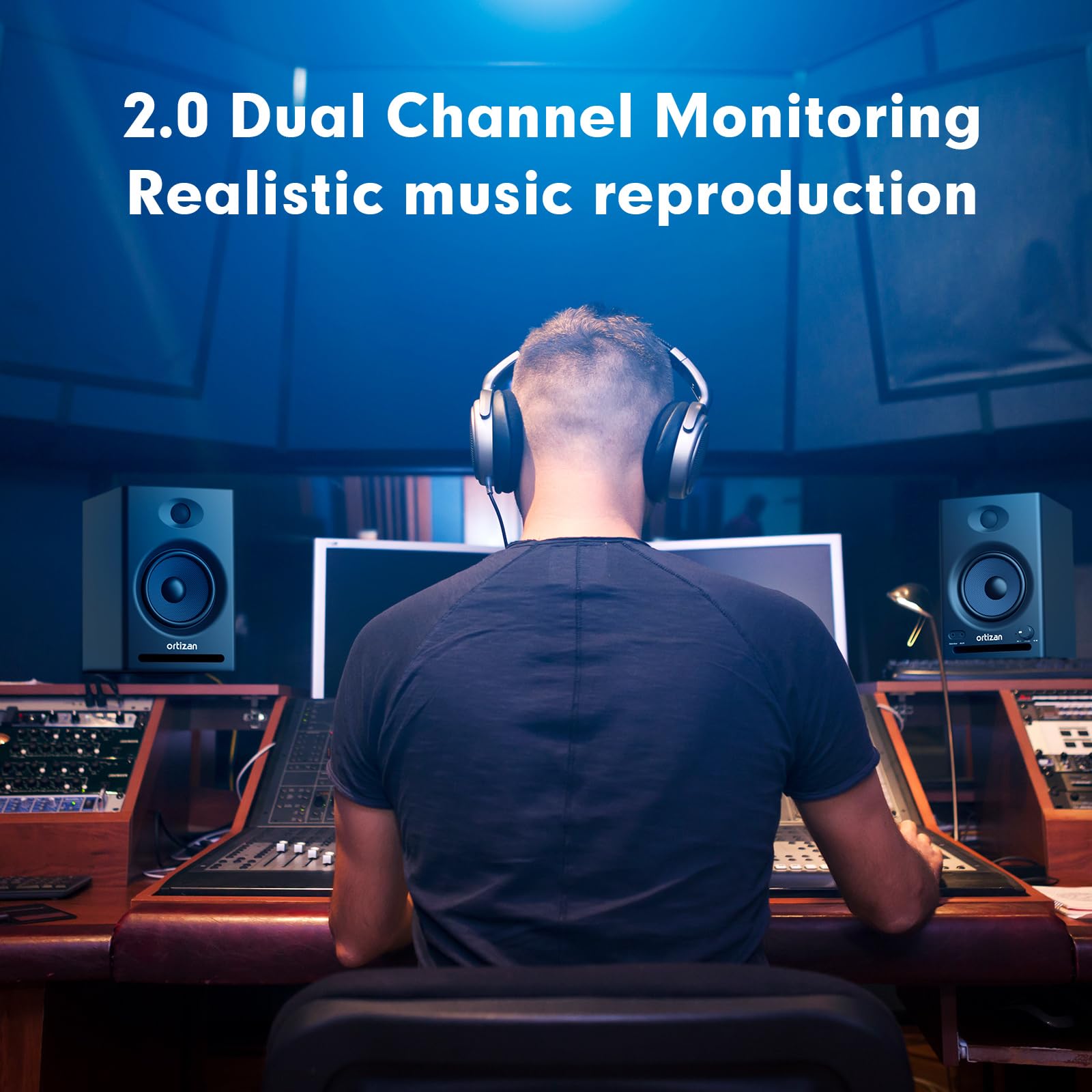 Ortizan C7 Studio Monitors - Bluetooth 5.3 Speakers for Music Production & Gaming (Black Pair) - Perfect for Home Studios & PC Setups