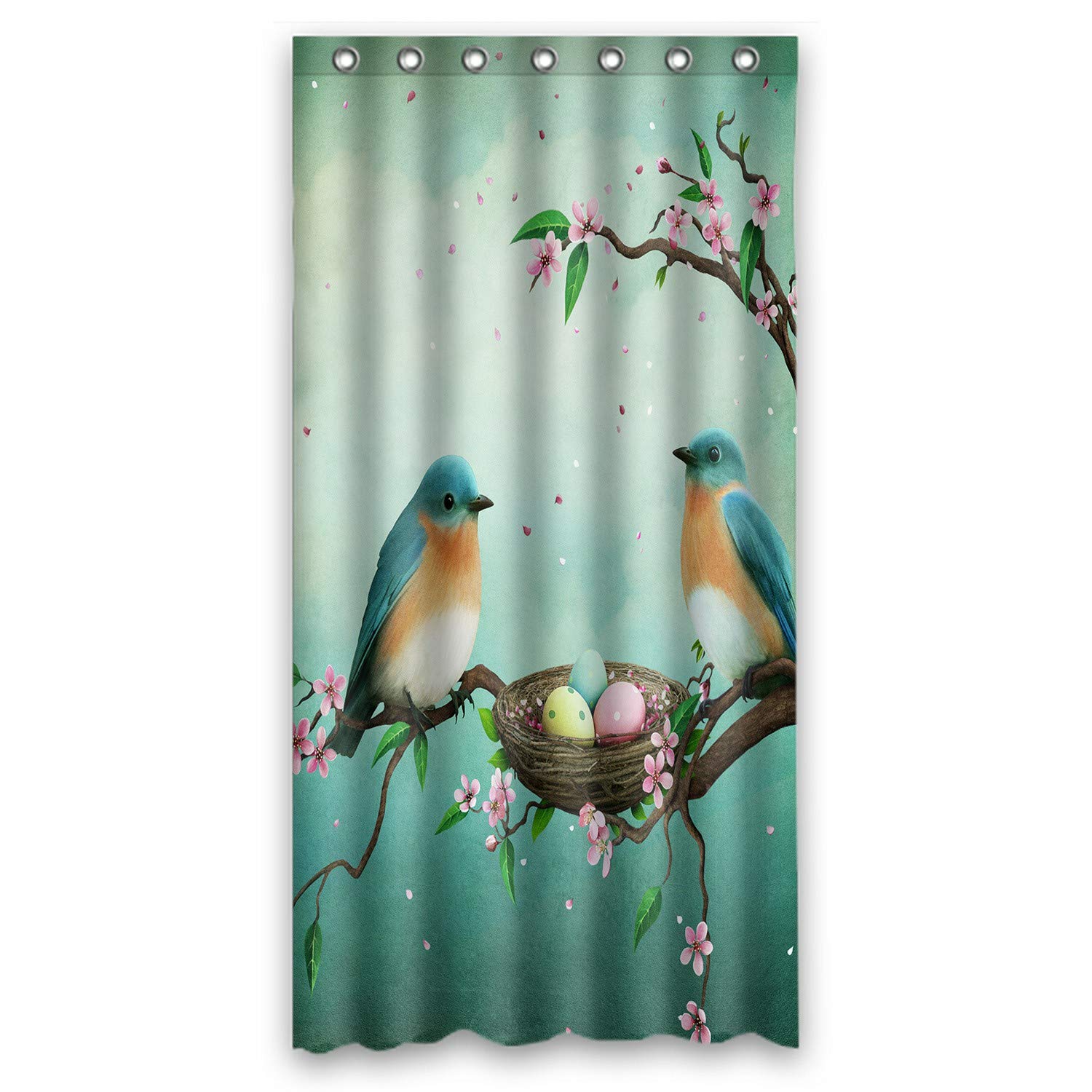 Easter Blue Birds Eggs Nest Shower Curtain Set with Hooks - 36x72 Inch Waterproof Bathroom Decor for Spring Home Decoration | Perfect for Easter, Baby Shower & Farmhouse Style Bathrooms
