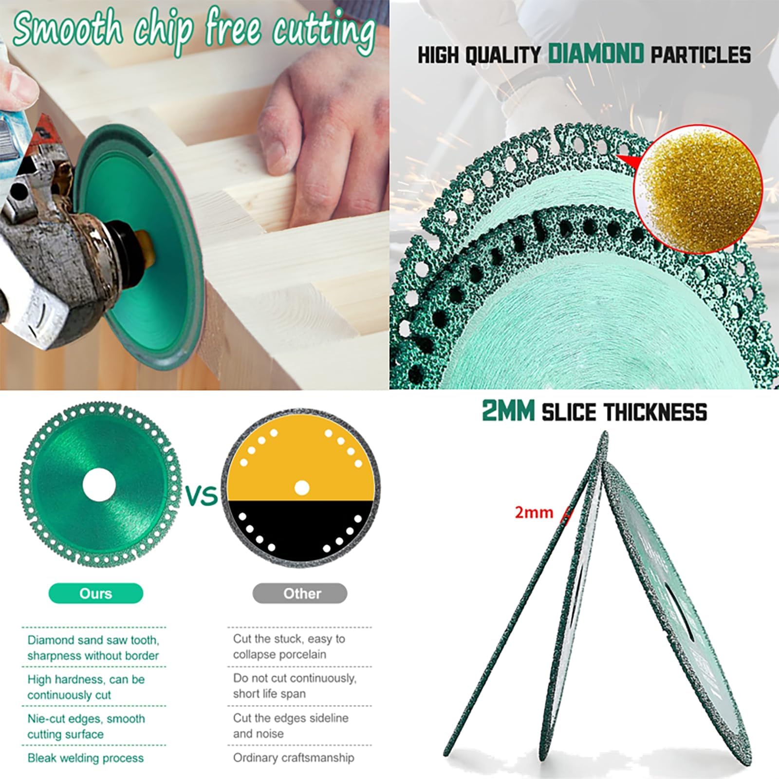 Ultra-Fine Corrugated Tile Cutting Disc - Indestructible Grinder Disk 2.0, Multi-Functional Composite Saw Blade for Fast Cutting (3 Pack) - Perfect for Metal, Wood, Tile & DIY Projects