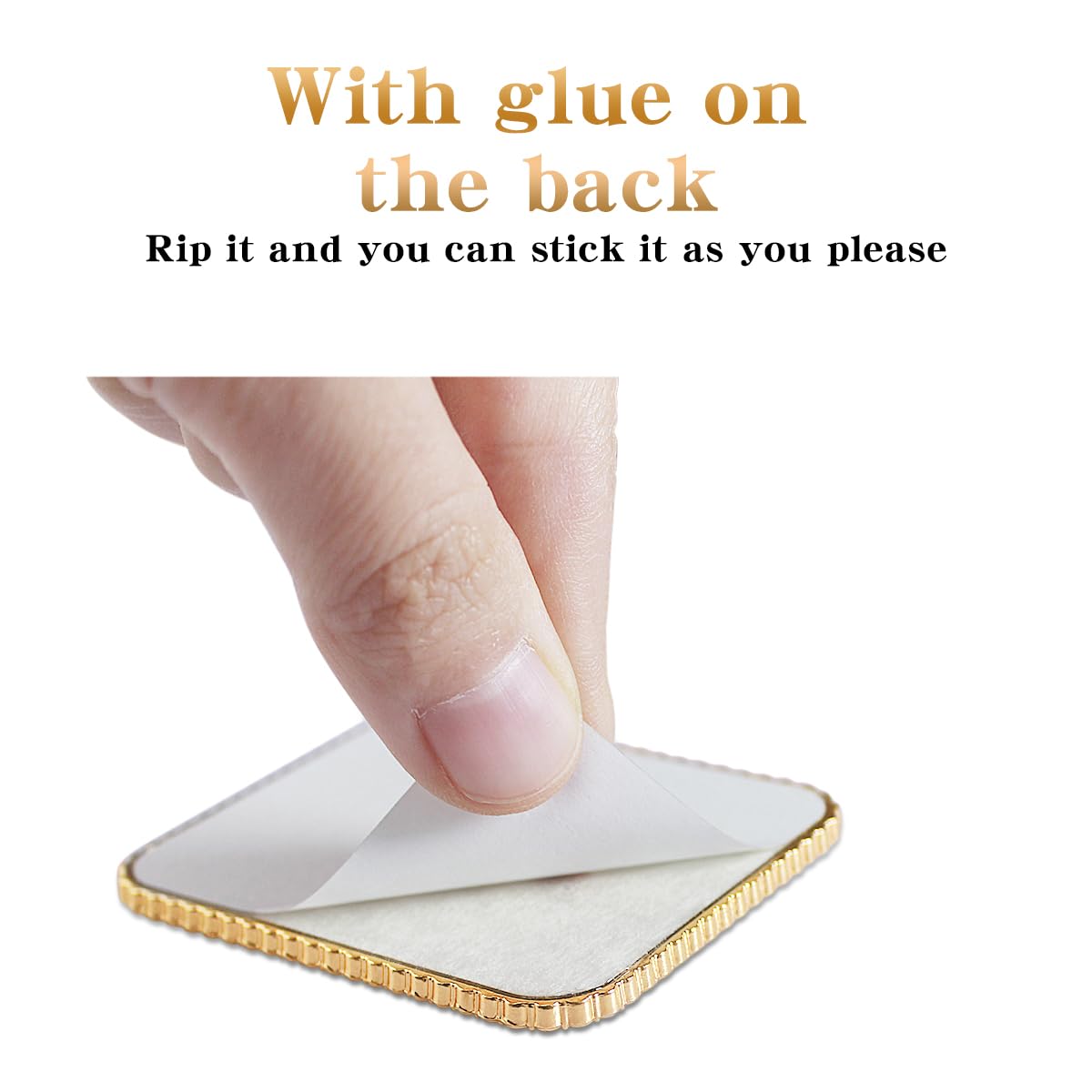 Bling Mirror Decal for Phone Case - Slim Gold Square Acrylic Mirror Sticker - Perfect for Phone Charms, Travel Accessories & DIY Phone Decor