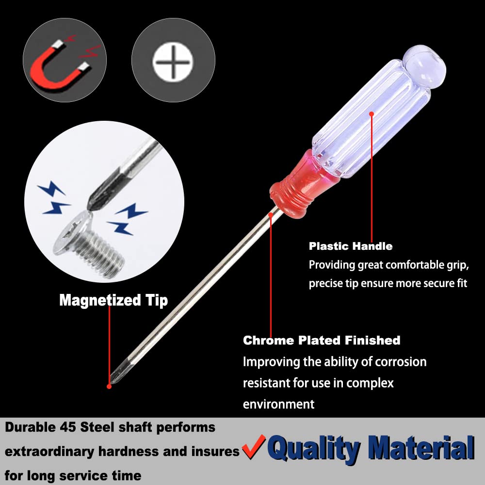 Utoolmart Phillips Screwdriver - 3mm Magnetic Cross Head Tip, 75mm 45# Steel Shaft with 50mm Ergonomic Plastic Handle - Perfect for Home Repair, DIY Projects & Craft Work - Ideal for Electronics, Furniture Assembly & Household Maintenance