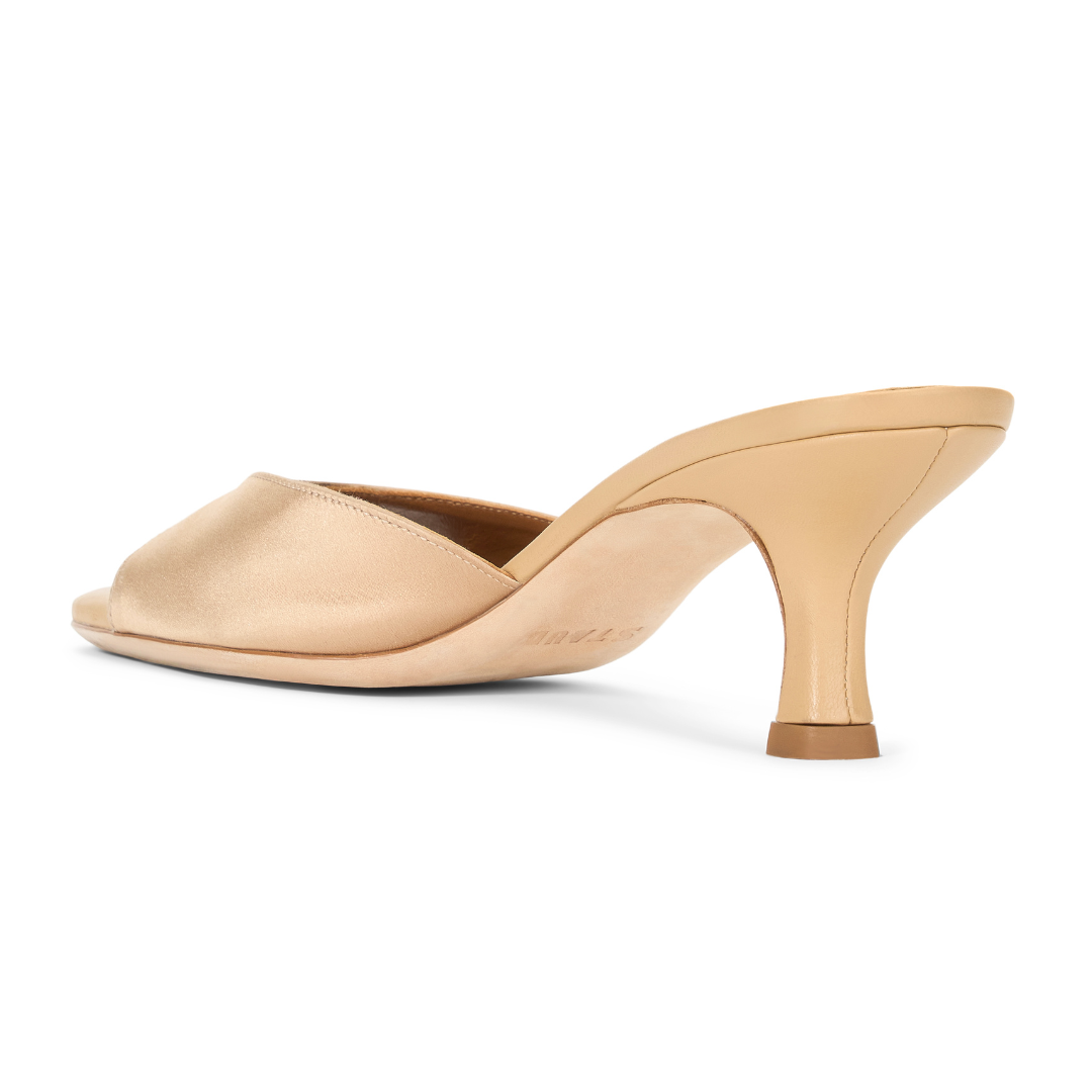 Satin Brigitte Mule Slippers - Women's Comfortable Open Toe House Shoes for Relaxing at Home, Lounging & Spa Days