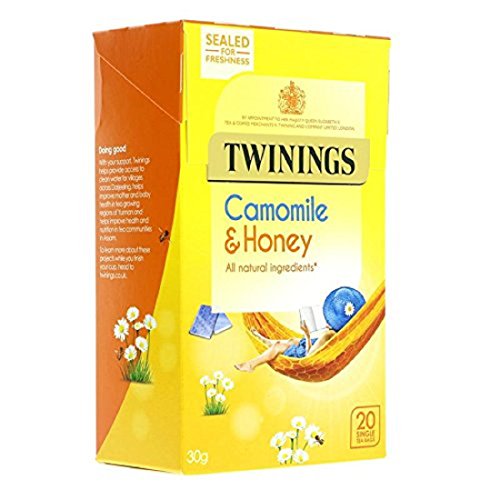 Twinings Camomile & Honey Herbal Tea Bags - 20 Count | Relaxing & Soothing Blend for Stress Relief & Better Sleep | Perfect for Evening Relaxation & Bedtime Rituals